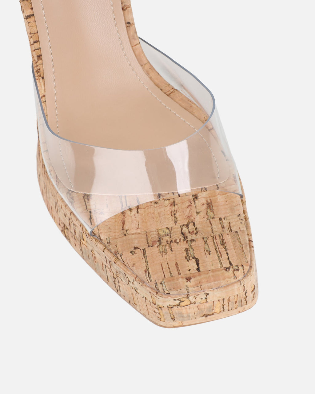Mauraz Cork Clear Platform Heeled Sandals