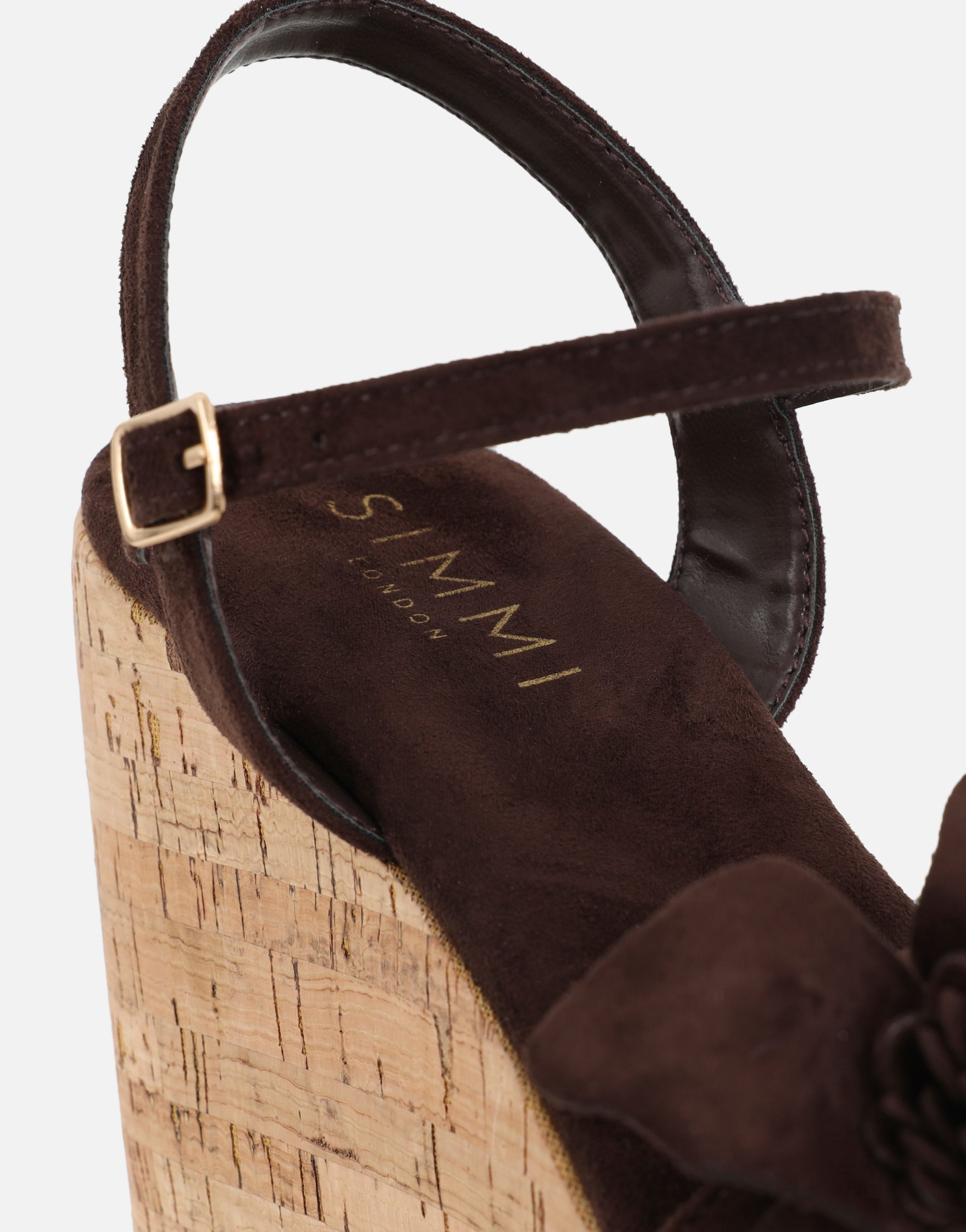 Mikaela Brown Flower Detail Wedge Heeled Sandals