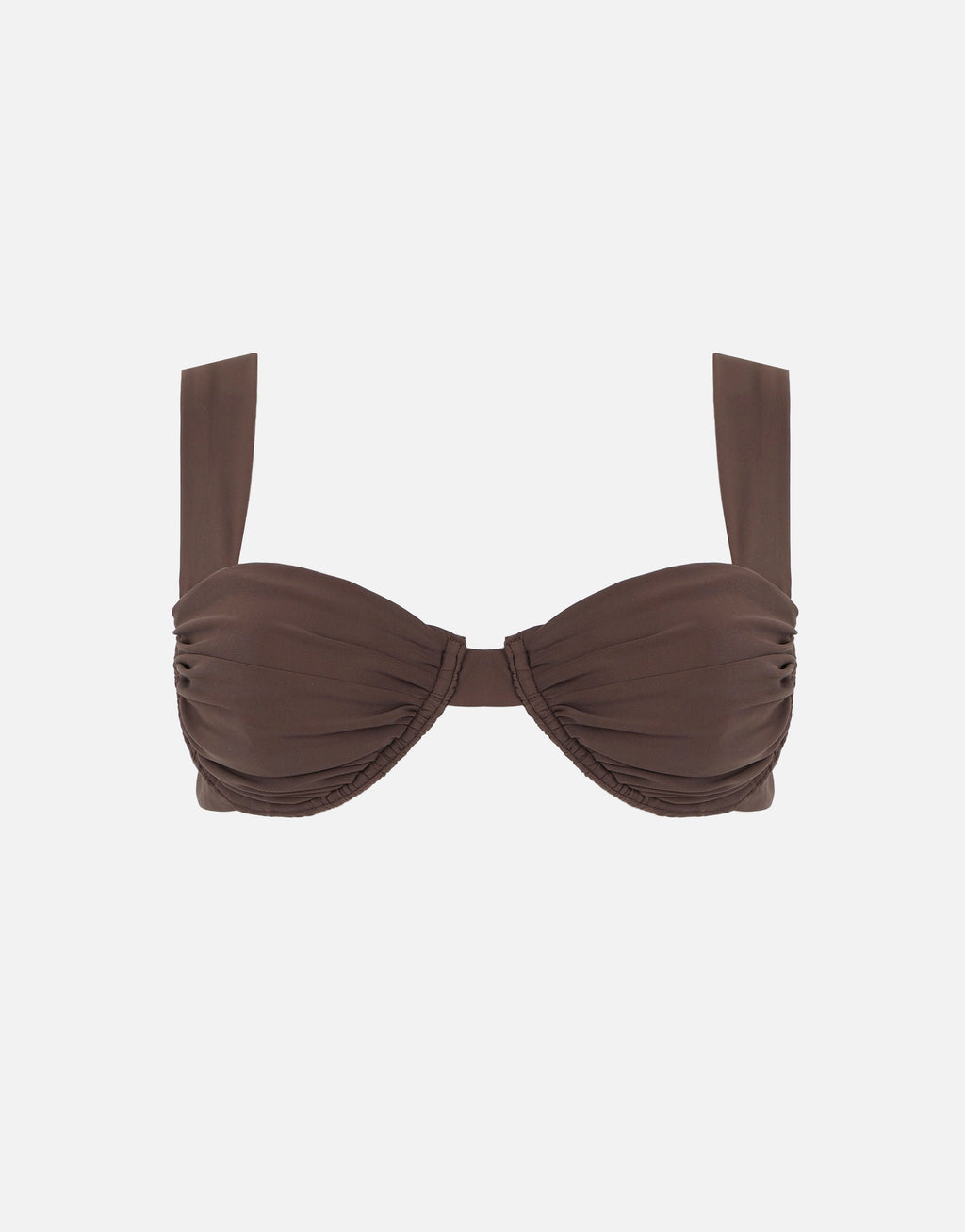 Mar Ruched Cup Bikini Top in Brown