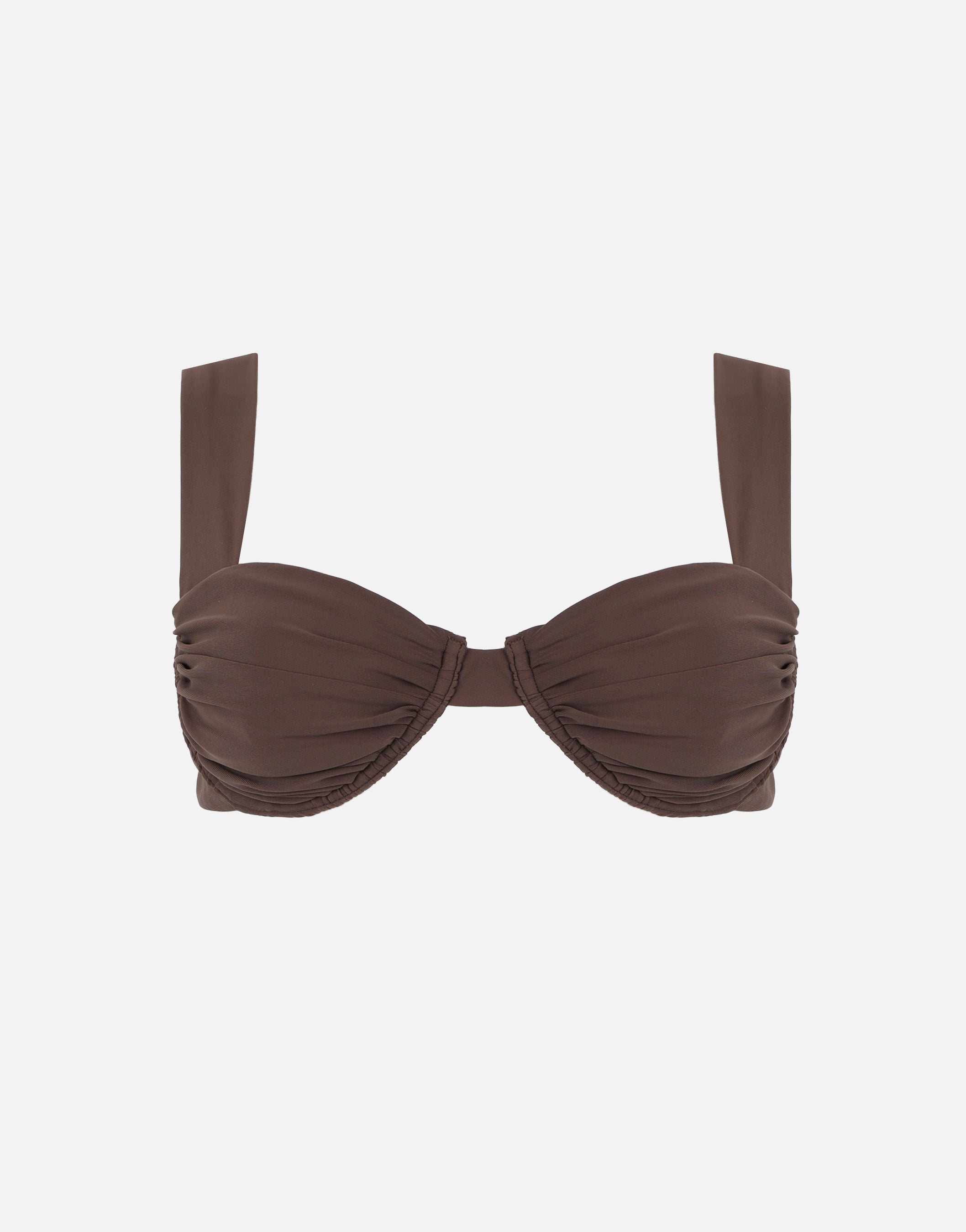 Mar Ruched Cup Bikini Top in Brown