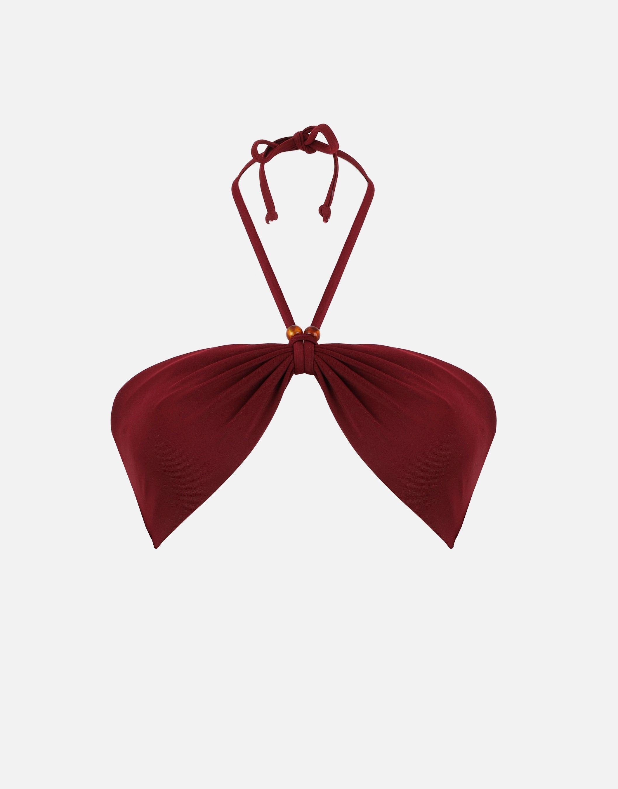 Monte Halter Bikini Top With Bead Detail In Burgundy