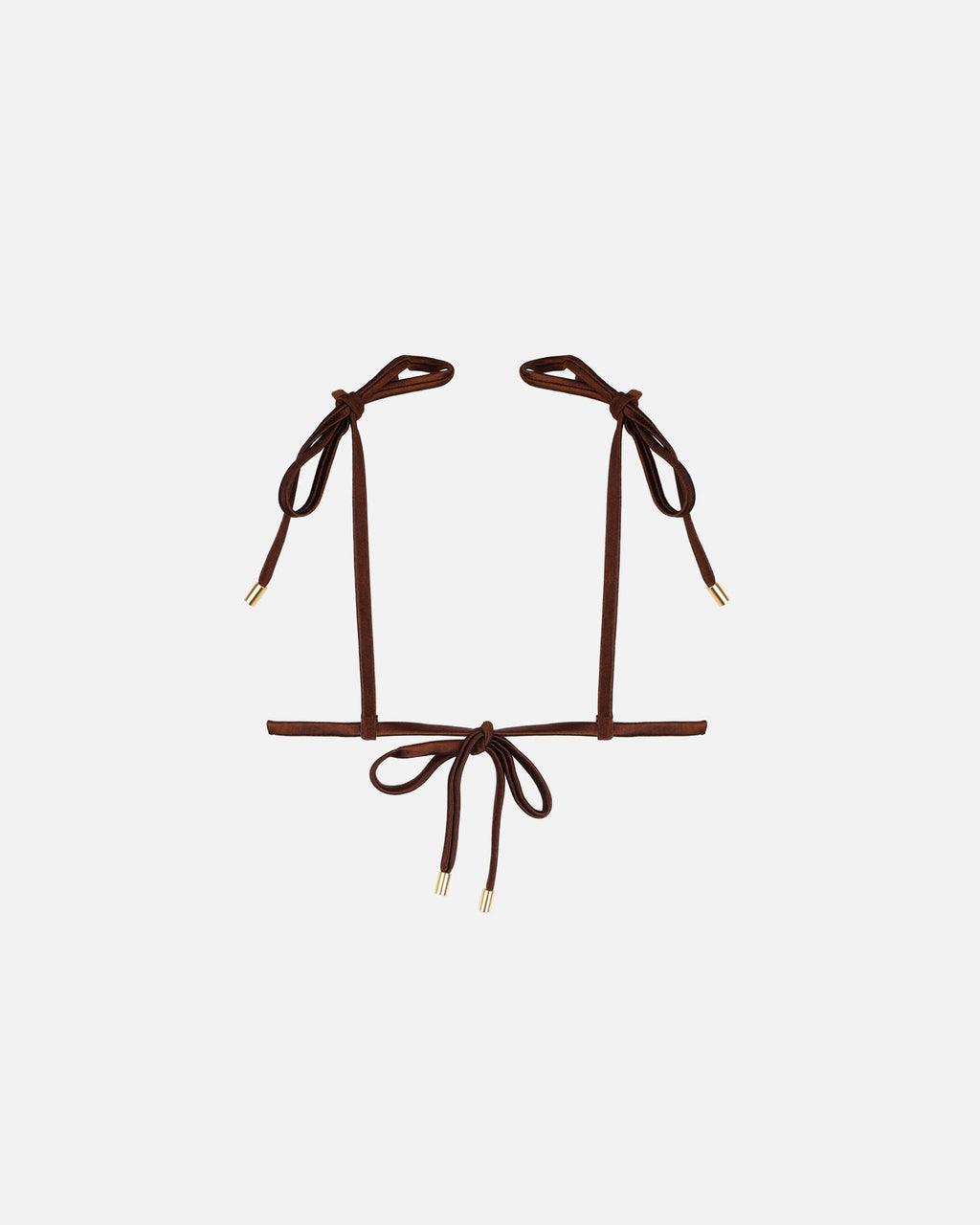 Rayos Chocolate Satin Ruched Bikini Top