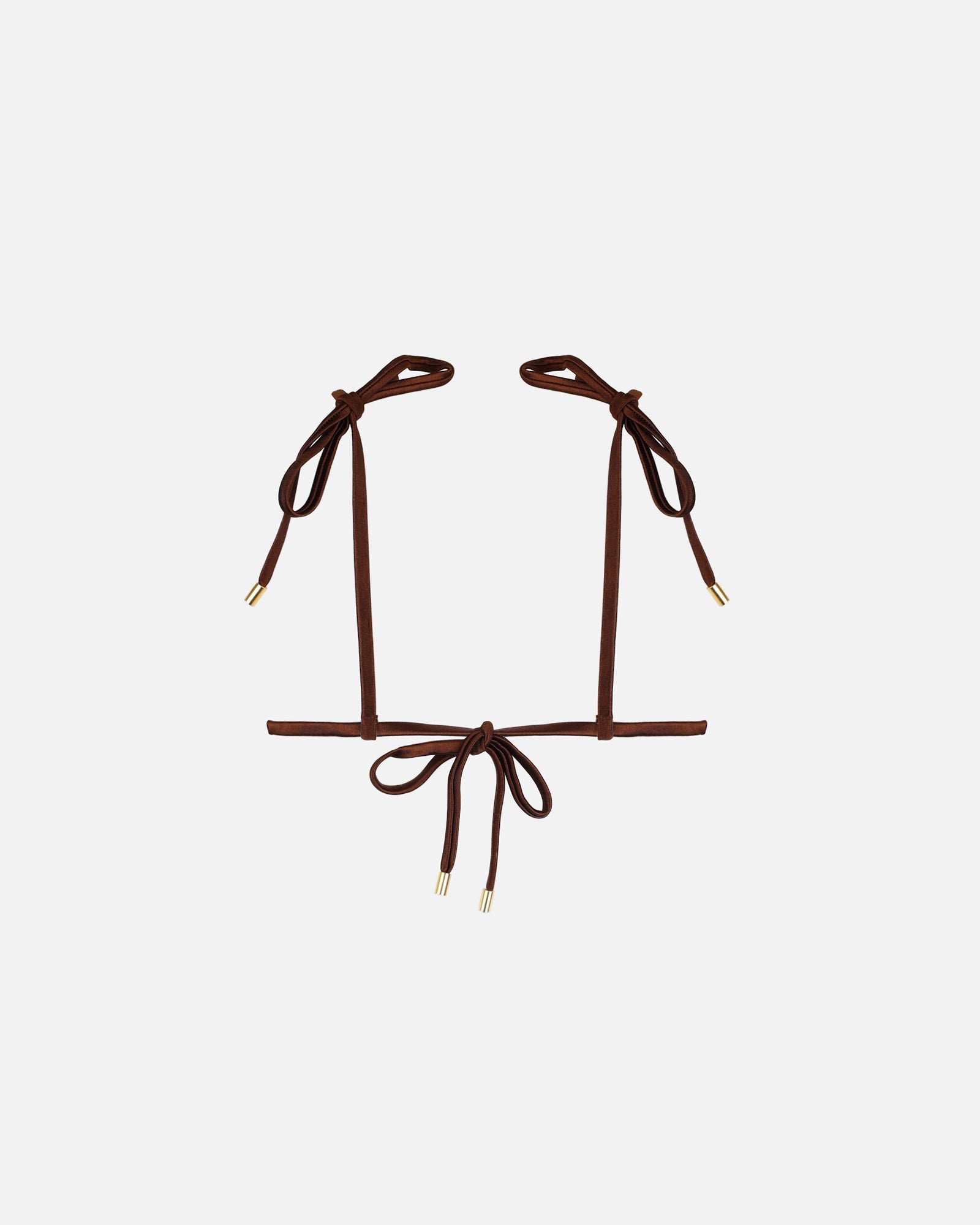 Rayos Chocolate Satin Ruched Bikini Top