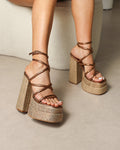 Troppaz Bronze Metallic Platform Heeled Sandals
