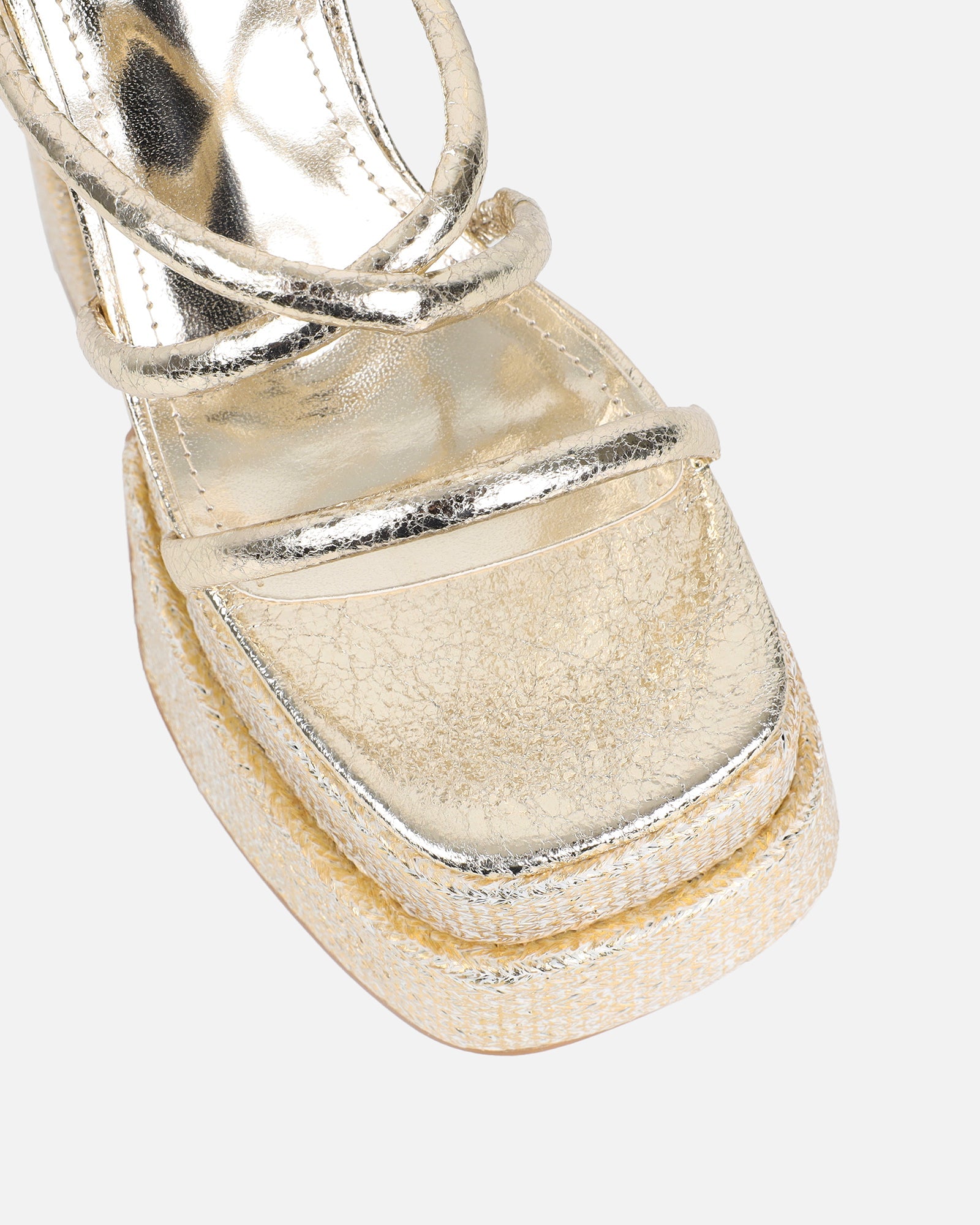 Troppaz Gold Metallic Platform Heeled Sandals
