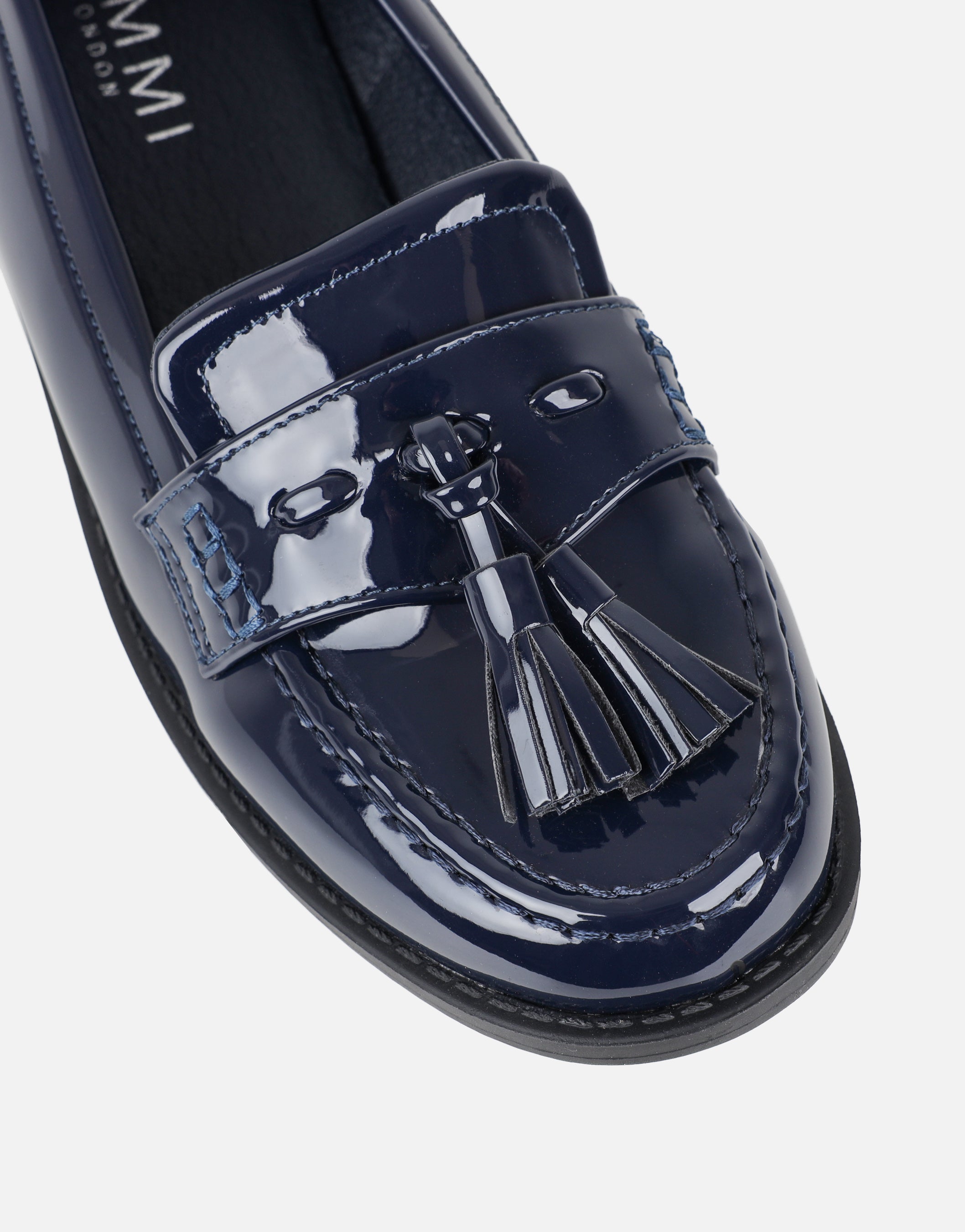 Nerri Navy Patent Tassel Loafers