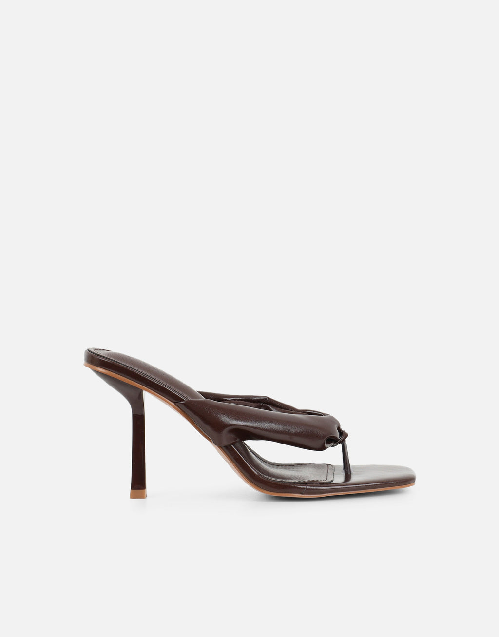 Lila Brown Toe Post Heeled Sandals