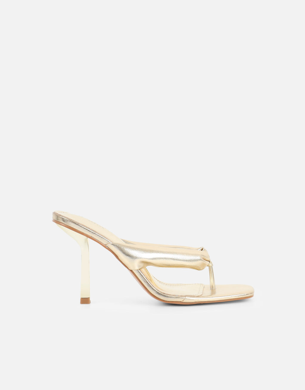 Lila Gold Metalic Toe Post Heeled Sandals
