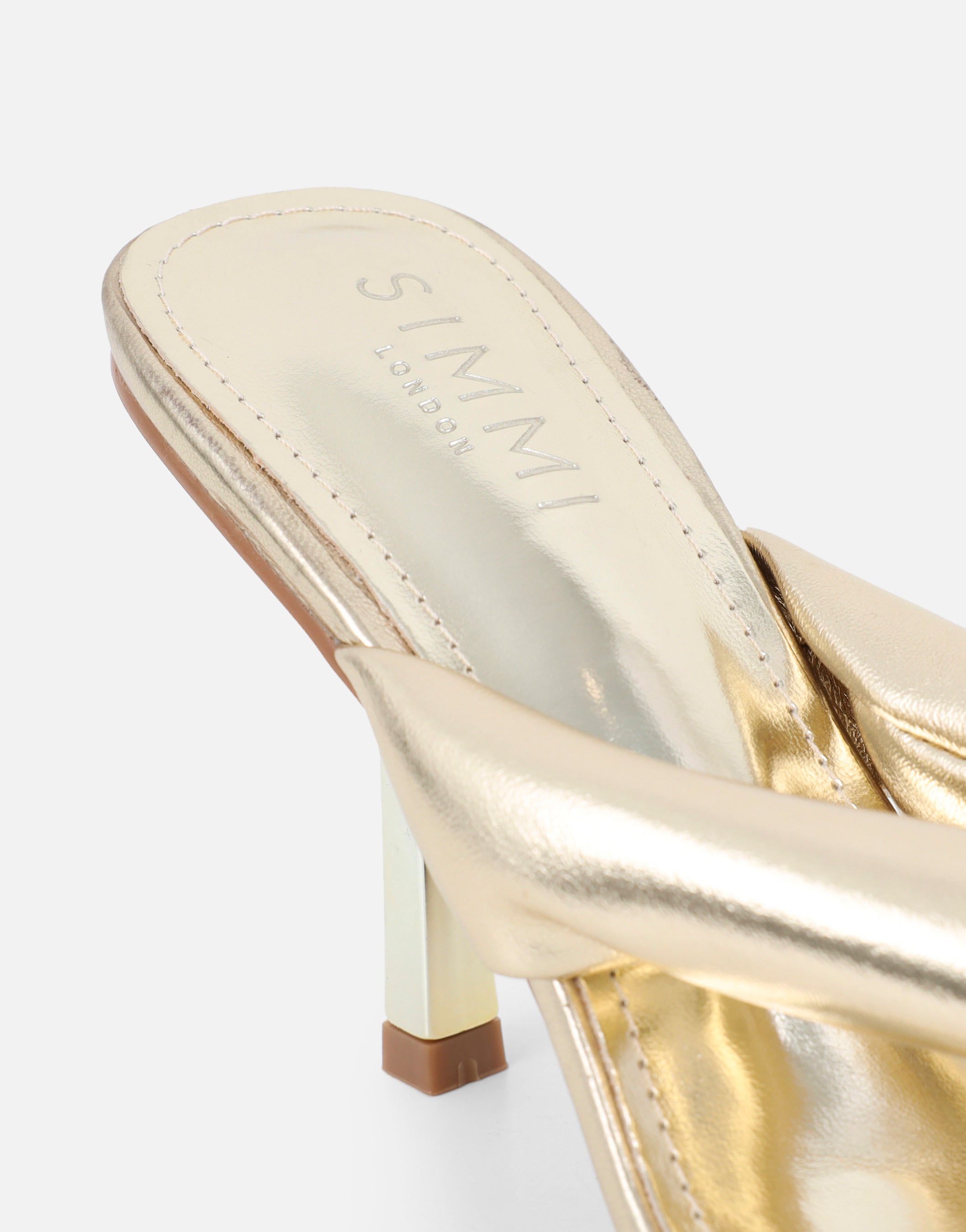 Lila Gold Metalic Toe Post Heeled Sandals