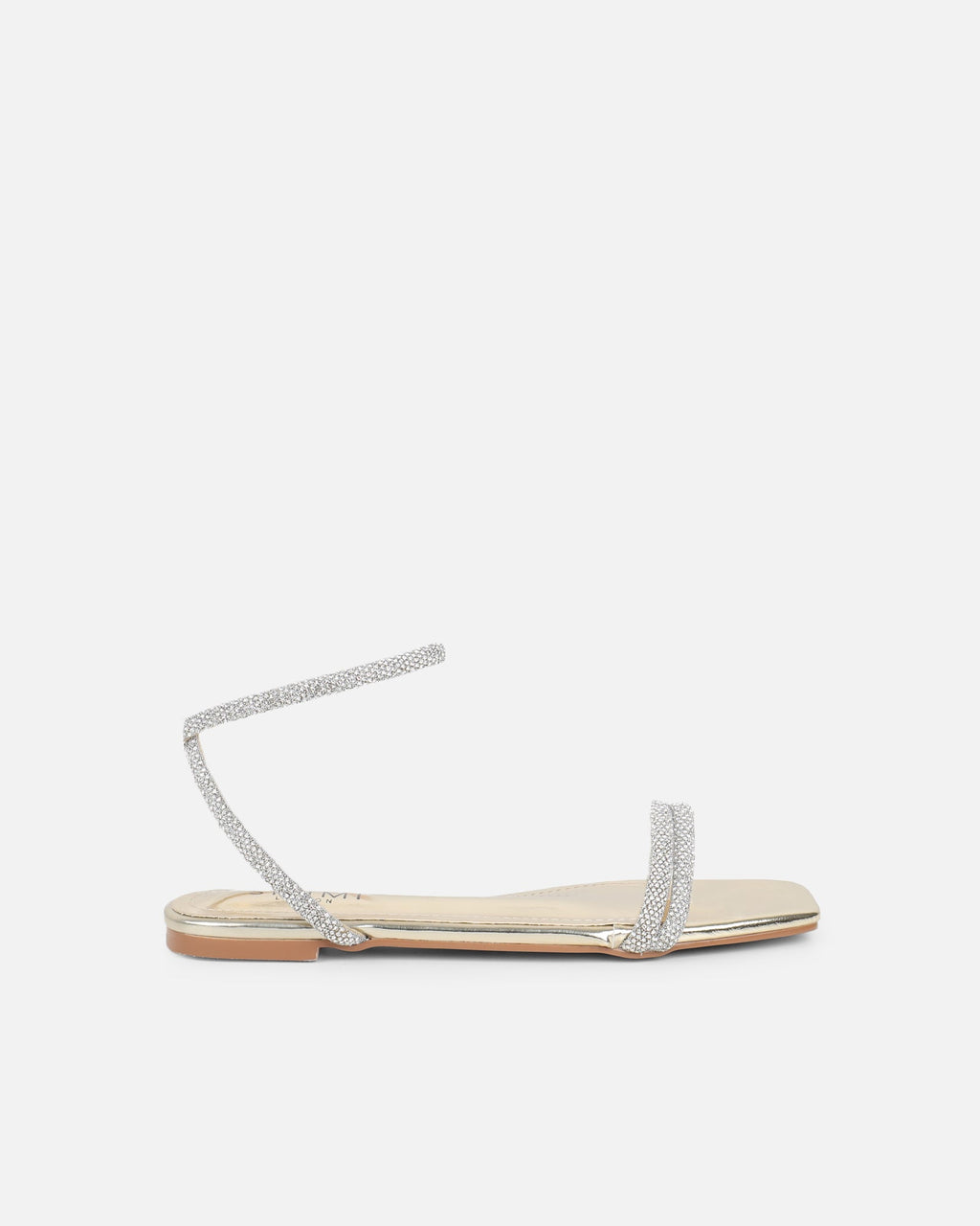 Shezz Gold Metallic Diamante Flat Sandals