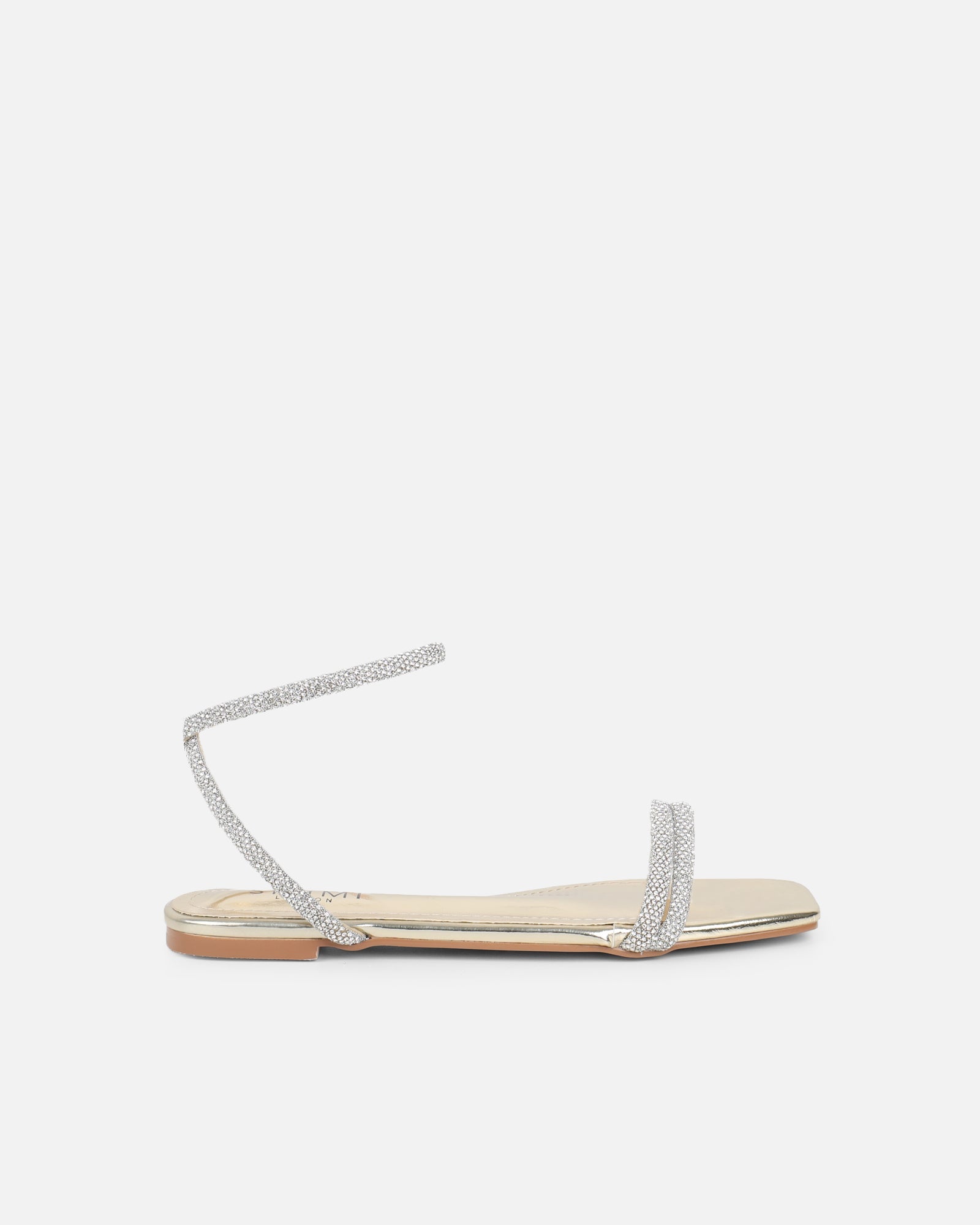 Shezz Gold Metallic Diamante Flat Sandals