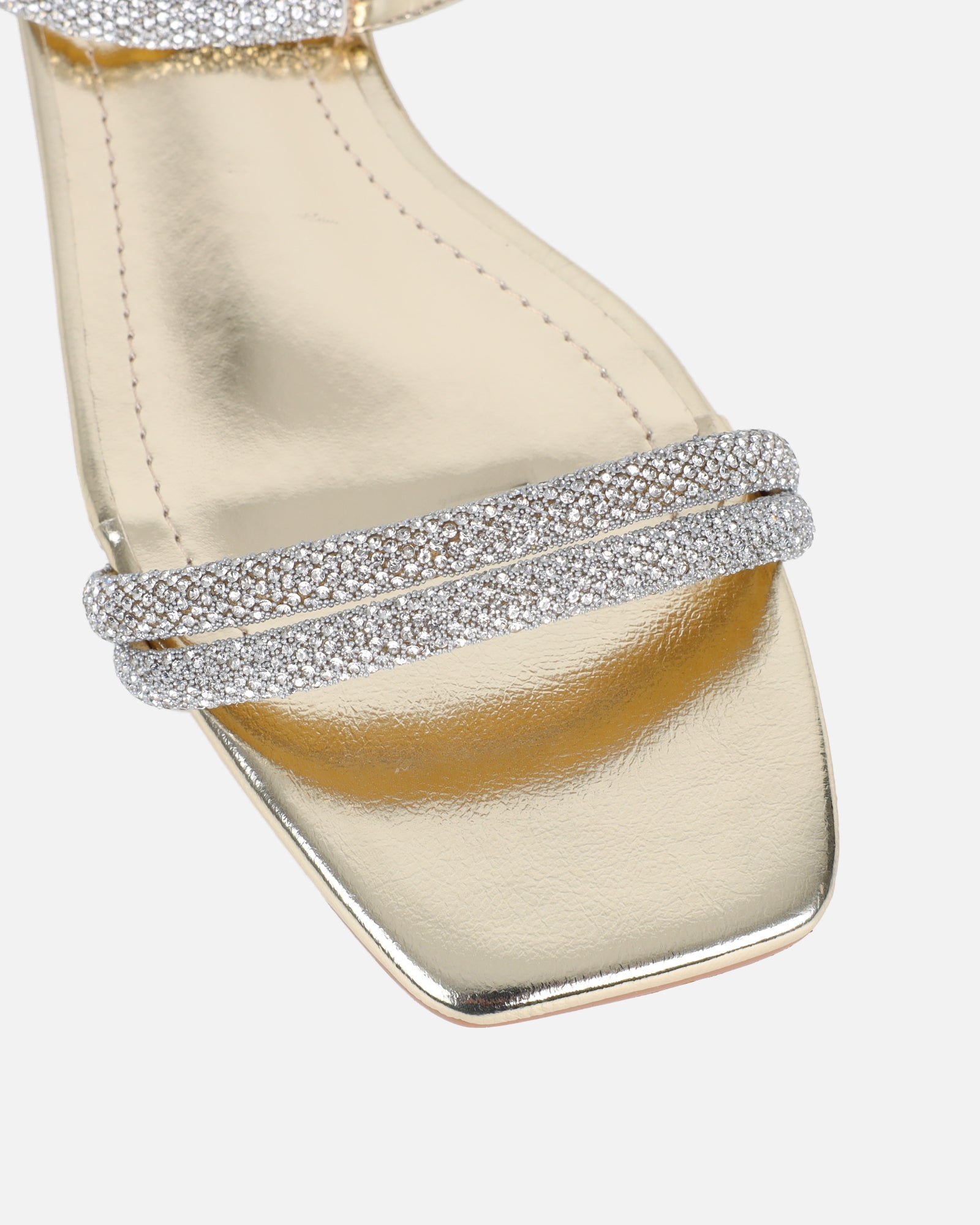 Shezz Gold Metallic Diamante Flat Sandals