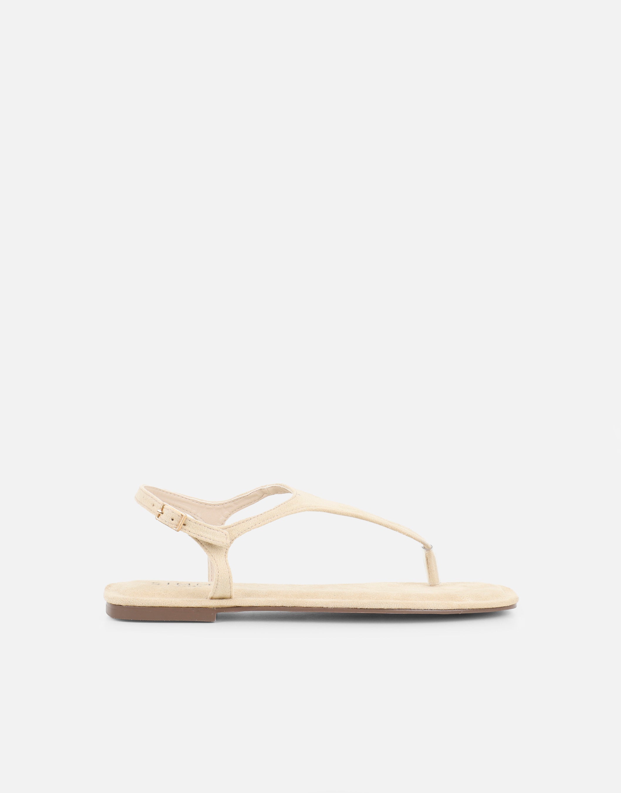 Perry Beige Suede Toe Thong Flat Sandals