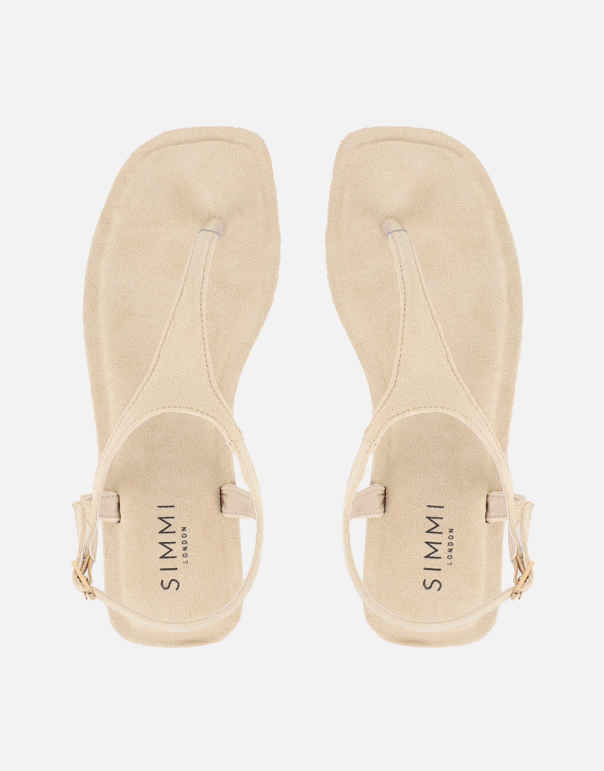 Perry Beige Suede Toe Thong Flat Sandals
