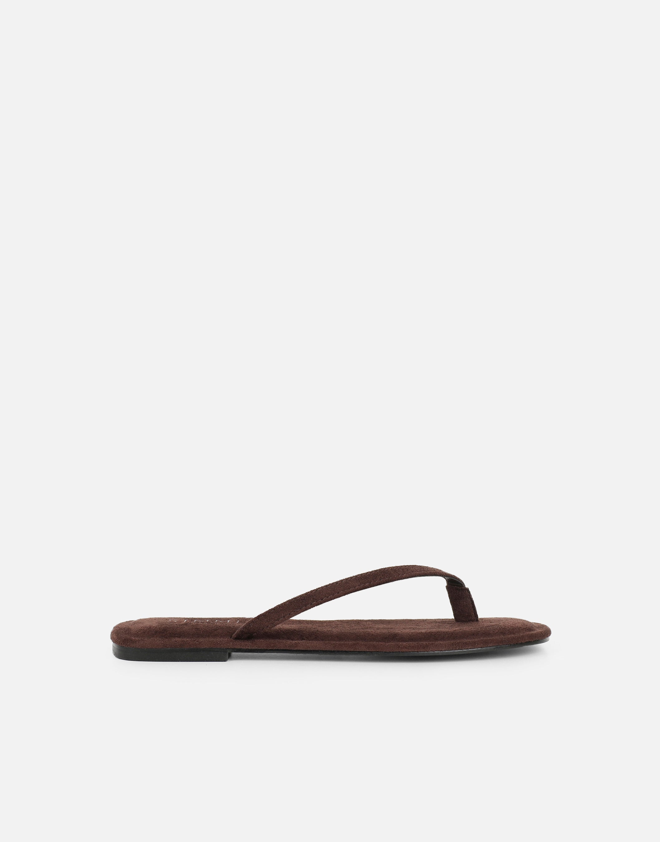 Kima Brown Suede Flat Sandals