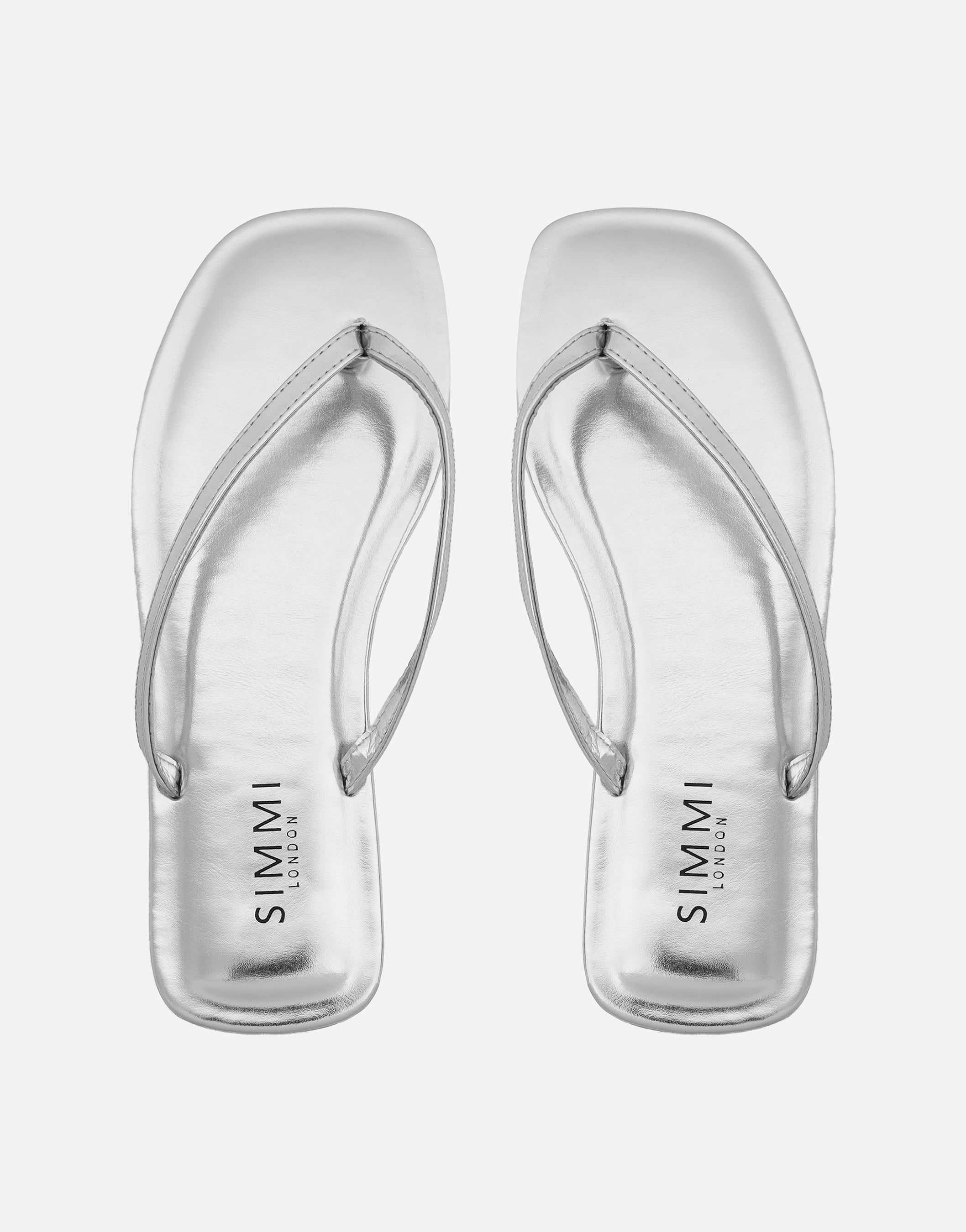 Kima Silver Metallic Flat Sandals