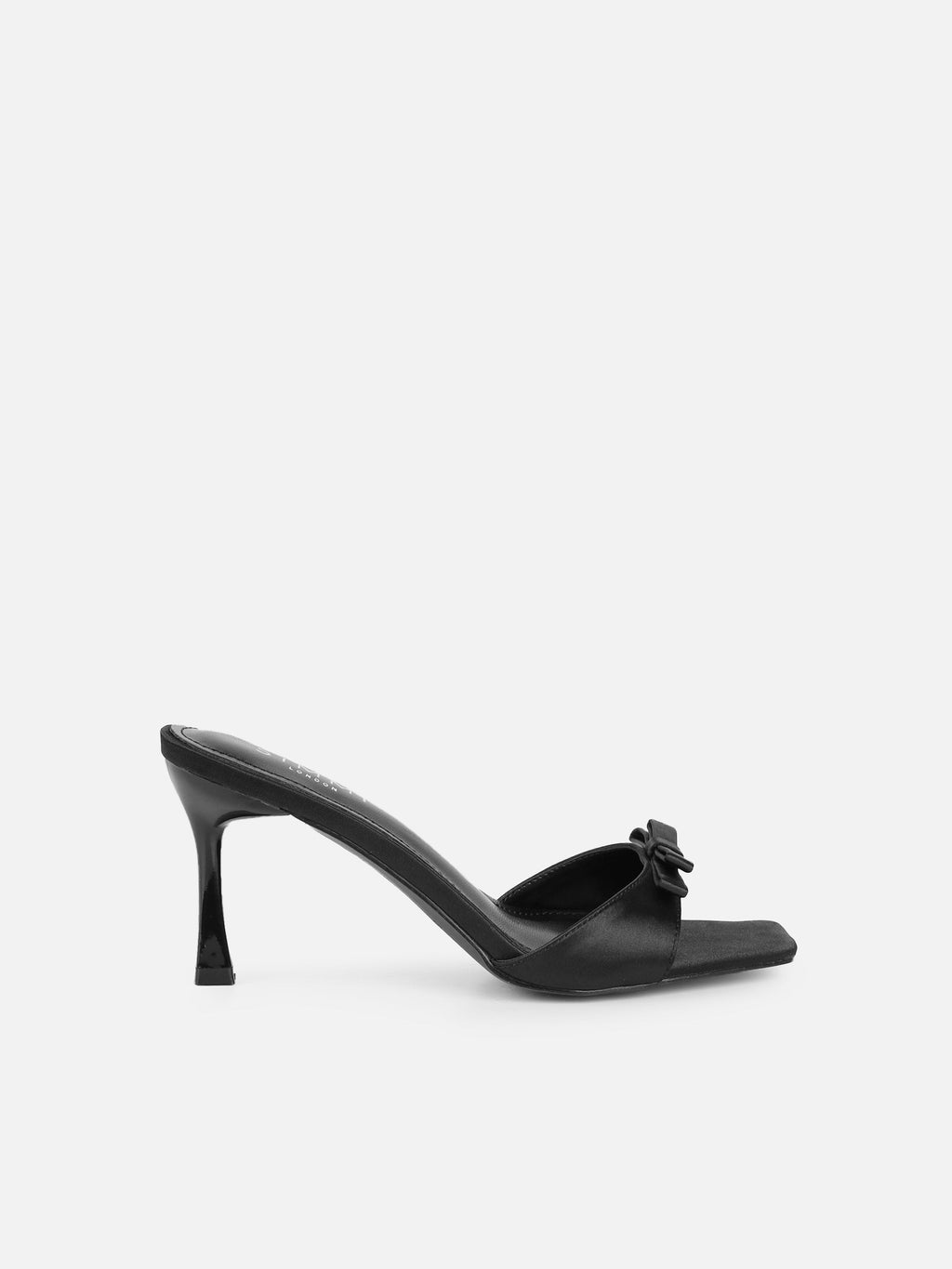 Polen Black Satin Bow Detail Mules