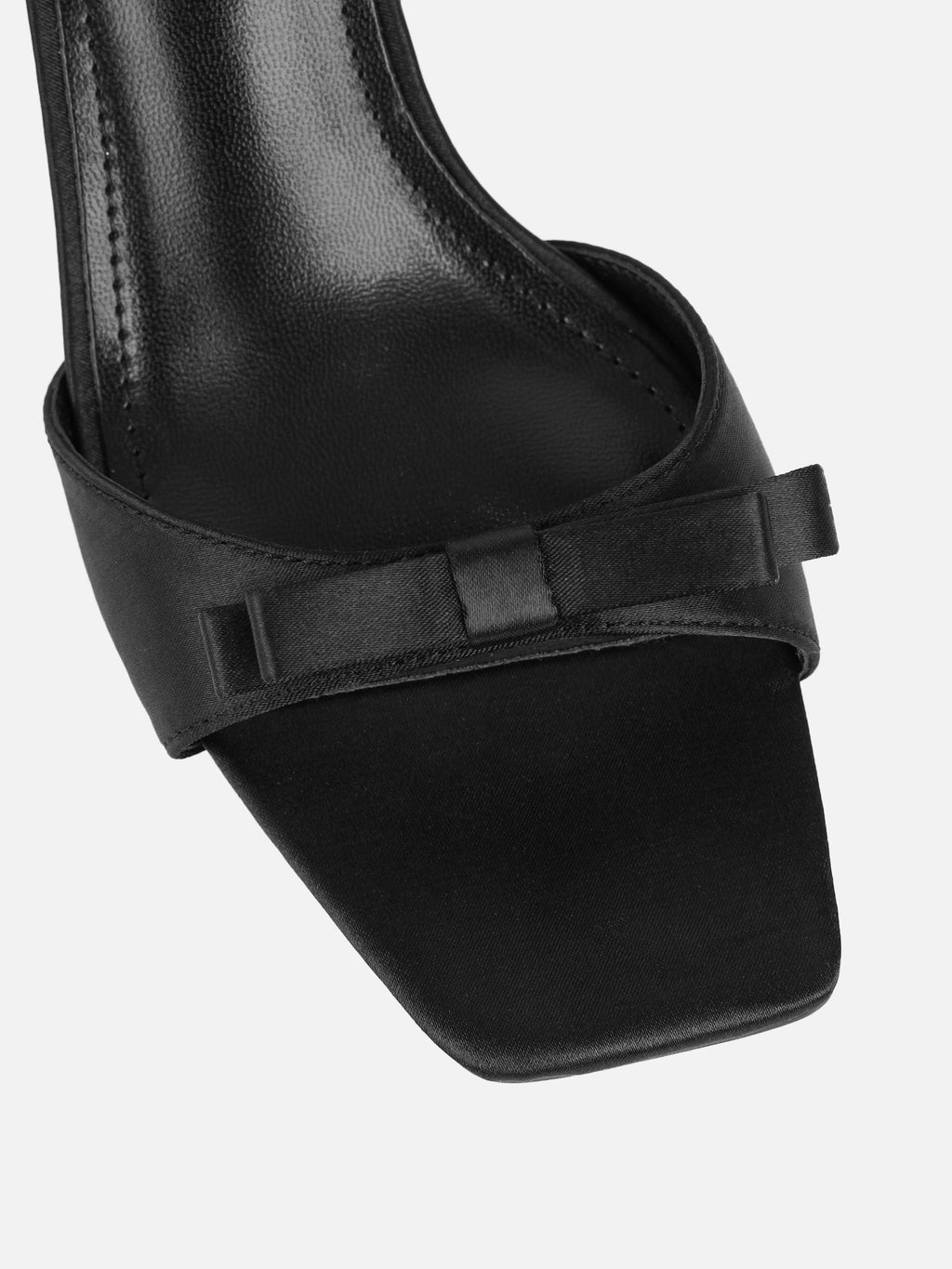 Polen Black Satin Bow Detail Mules