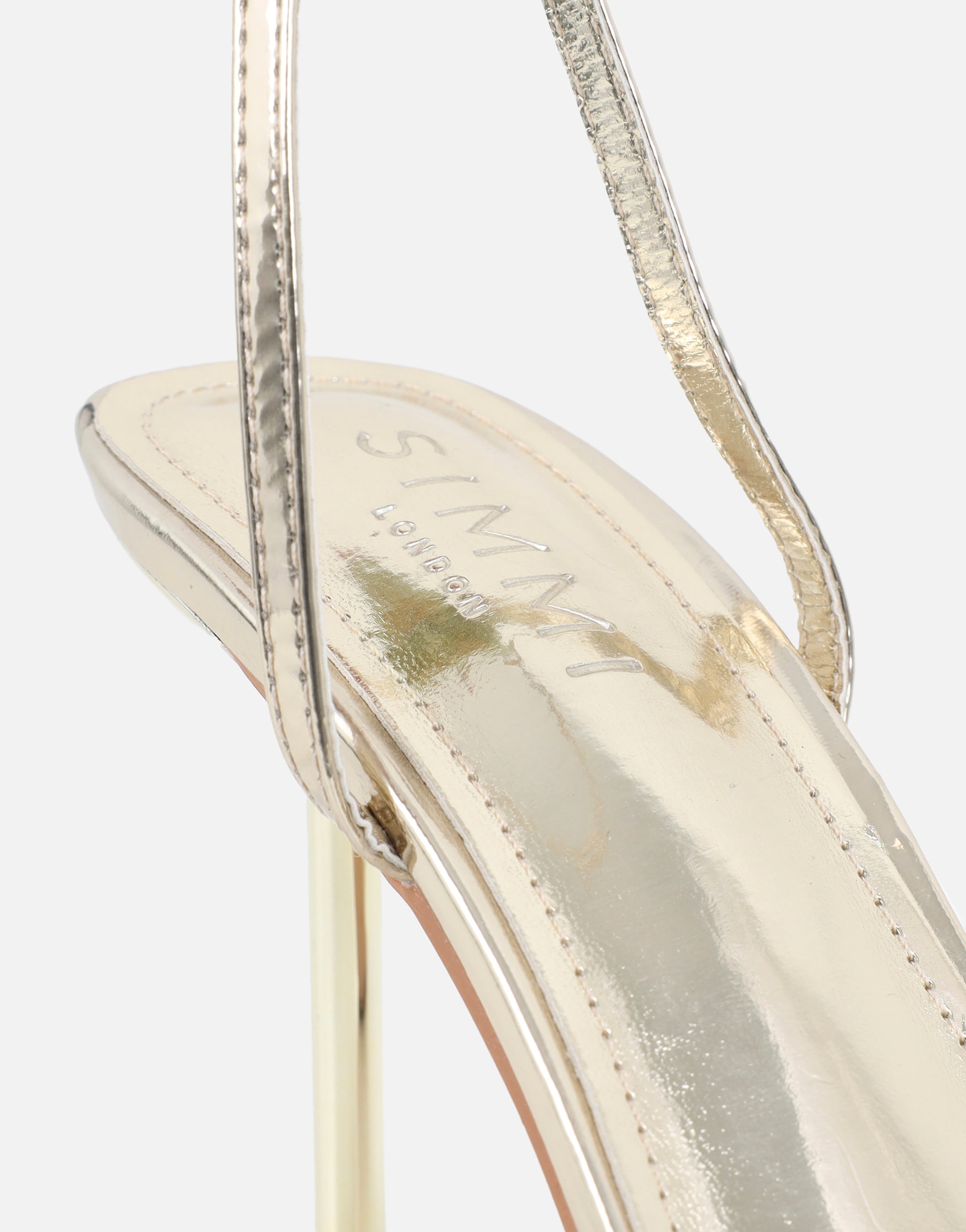 Priyanka Gold Mirror Bead Detail Heeled Sandals