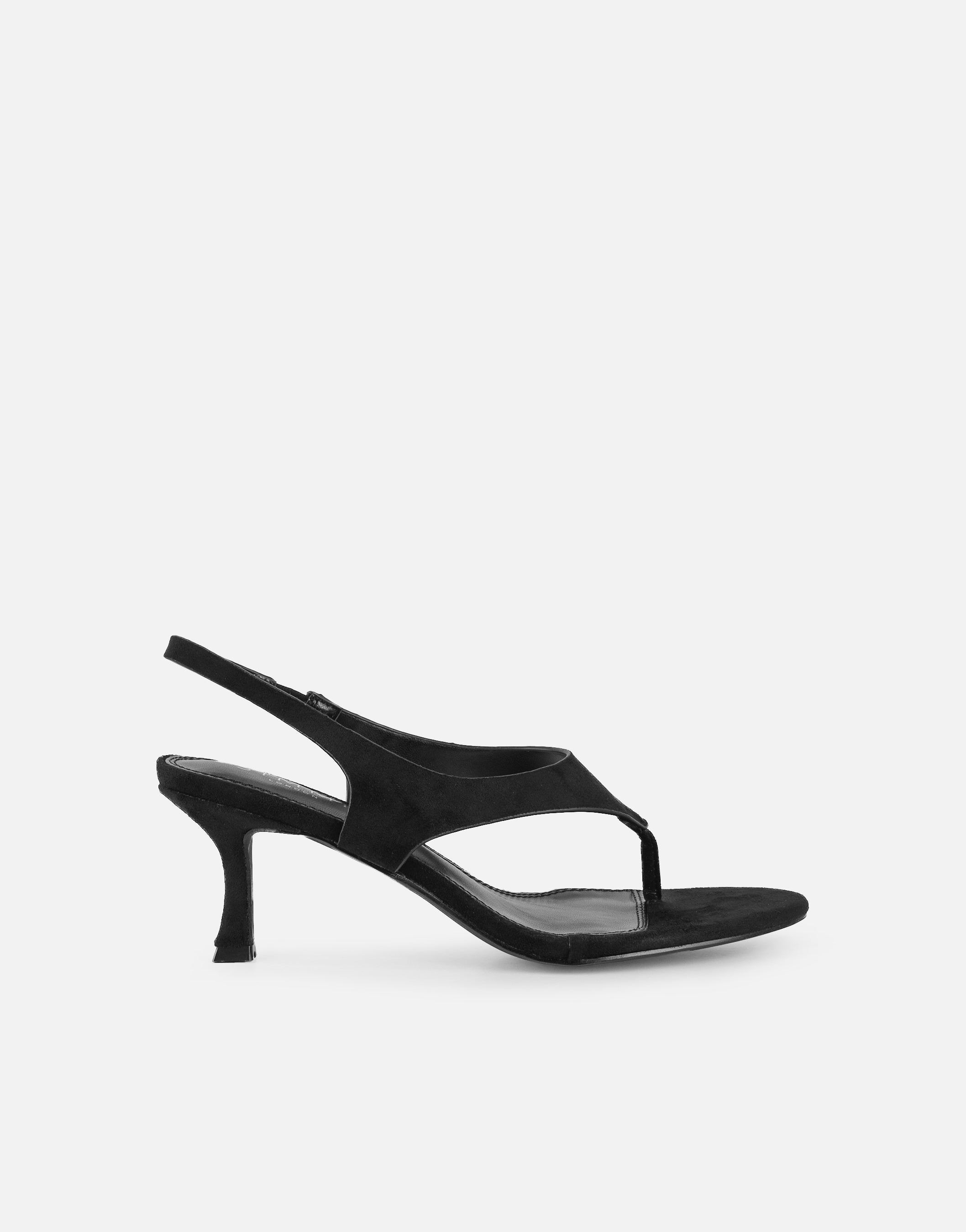 Raneece Black Suede Toe Post Heeled Sandals