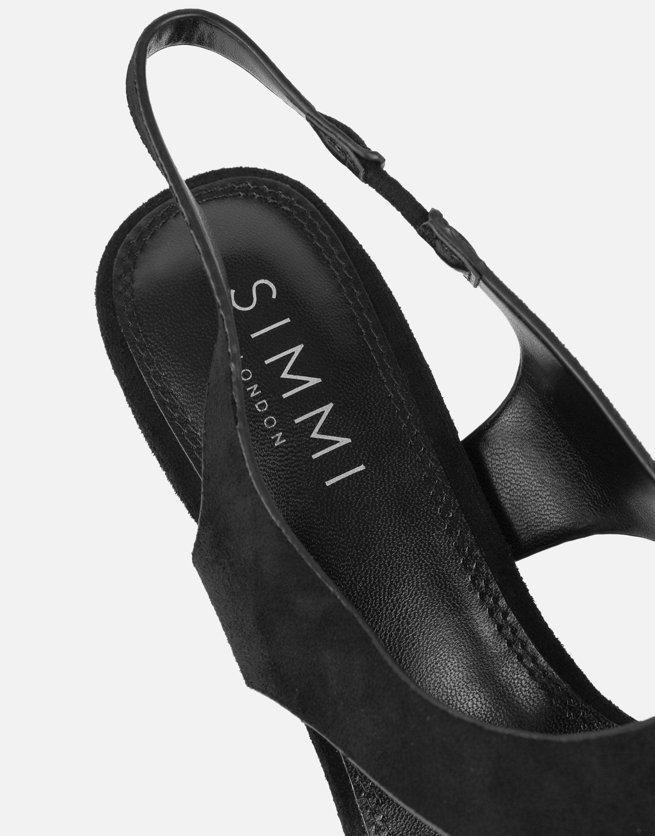 Raneece Black Suede Toe Post Heeled Sandals