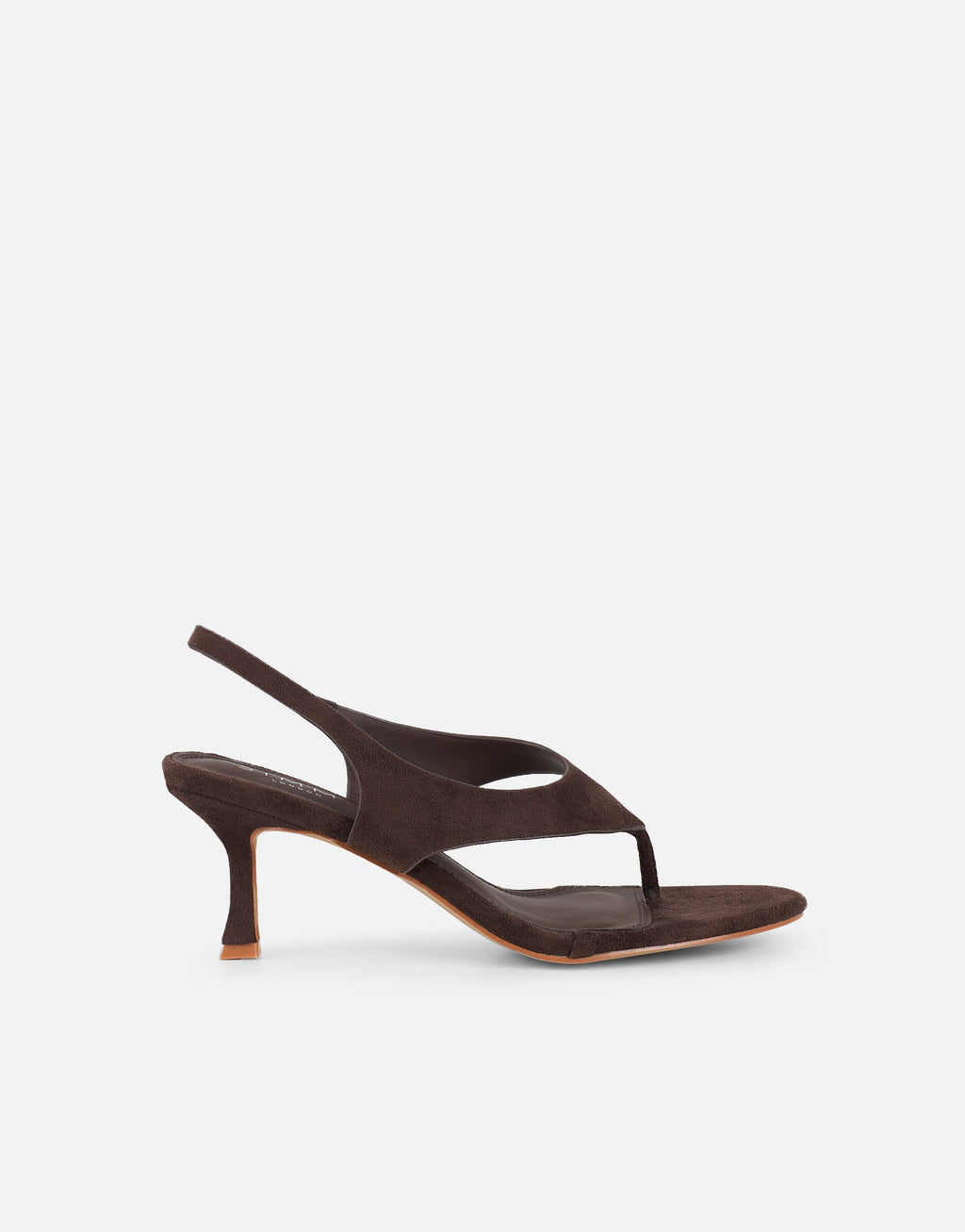 Raneece Brown Suede Toe Post Heeled Sandals