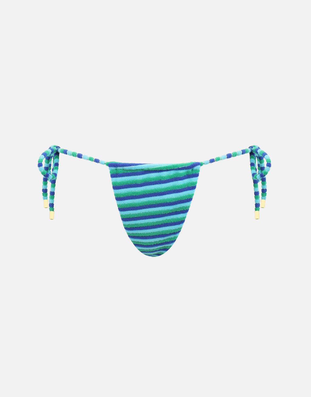 Roe Towelling Stripe Tie Side Bikini Bottoms in blue