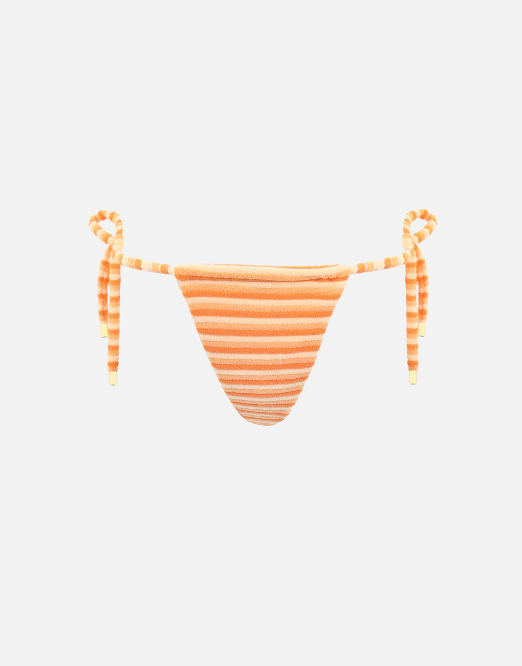 Roe Towelling Stripe Tie Side Bikini Bottoms In Orange