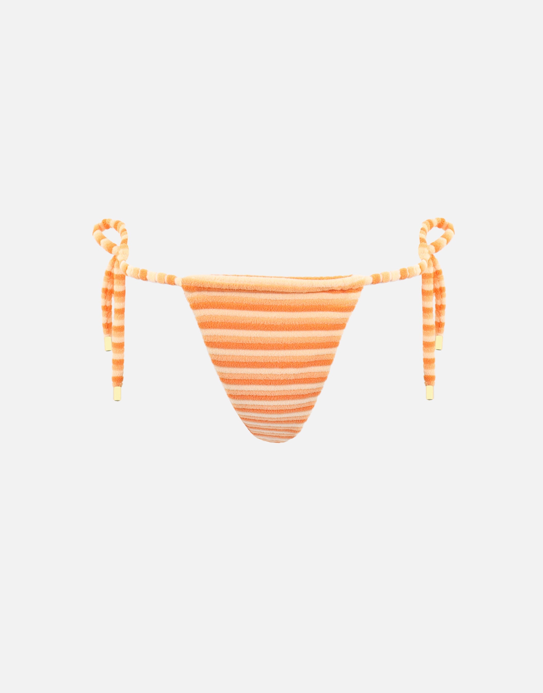 Roe Towelling Stripe Tie Side Bikini Bottoms In Orange