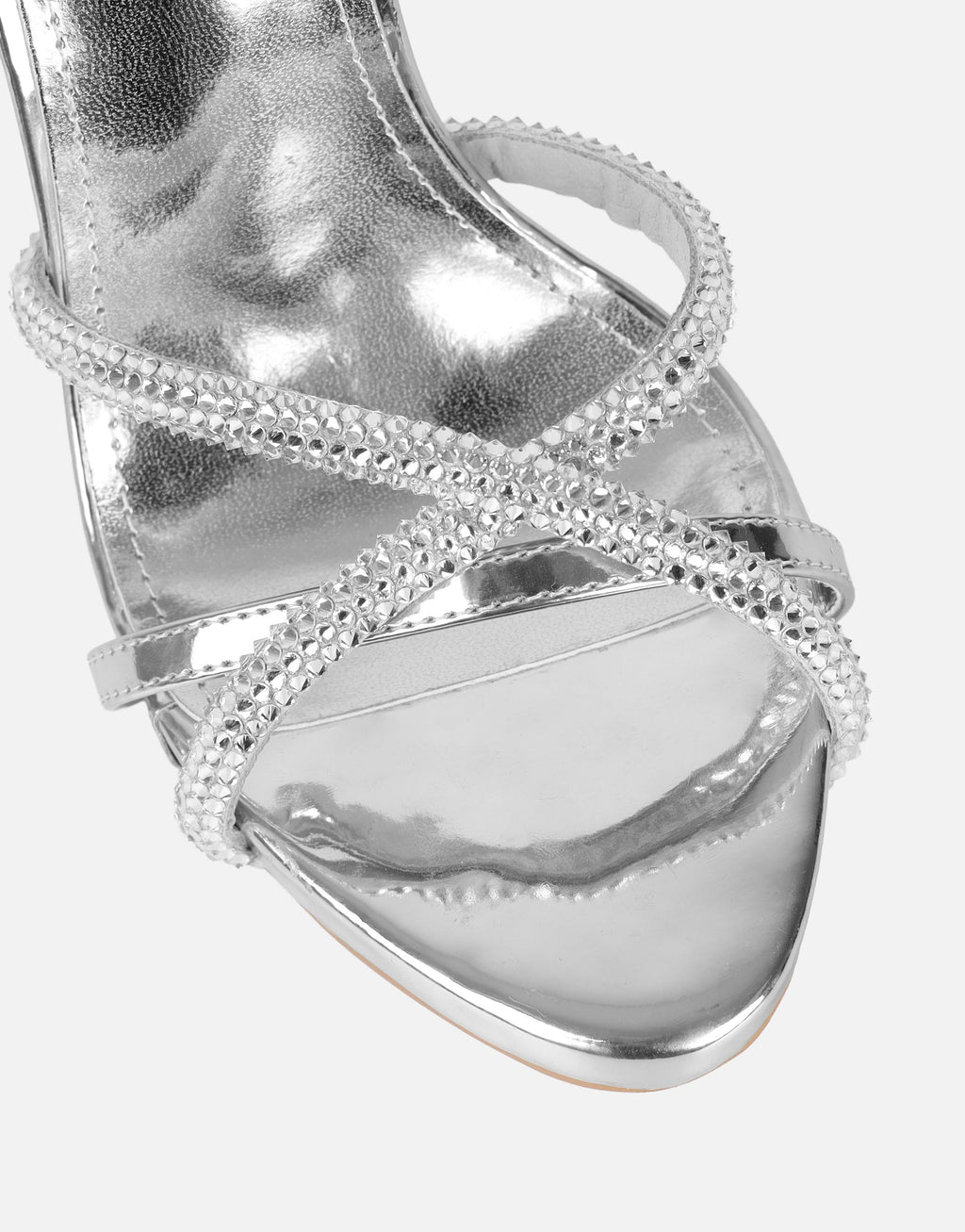 Solar Silver Mirror Diamante Heeled Sandals