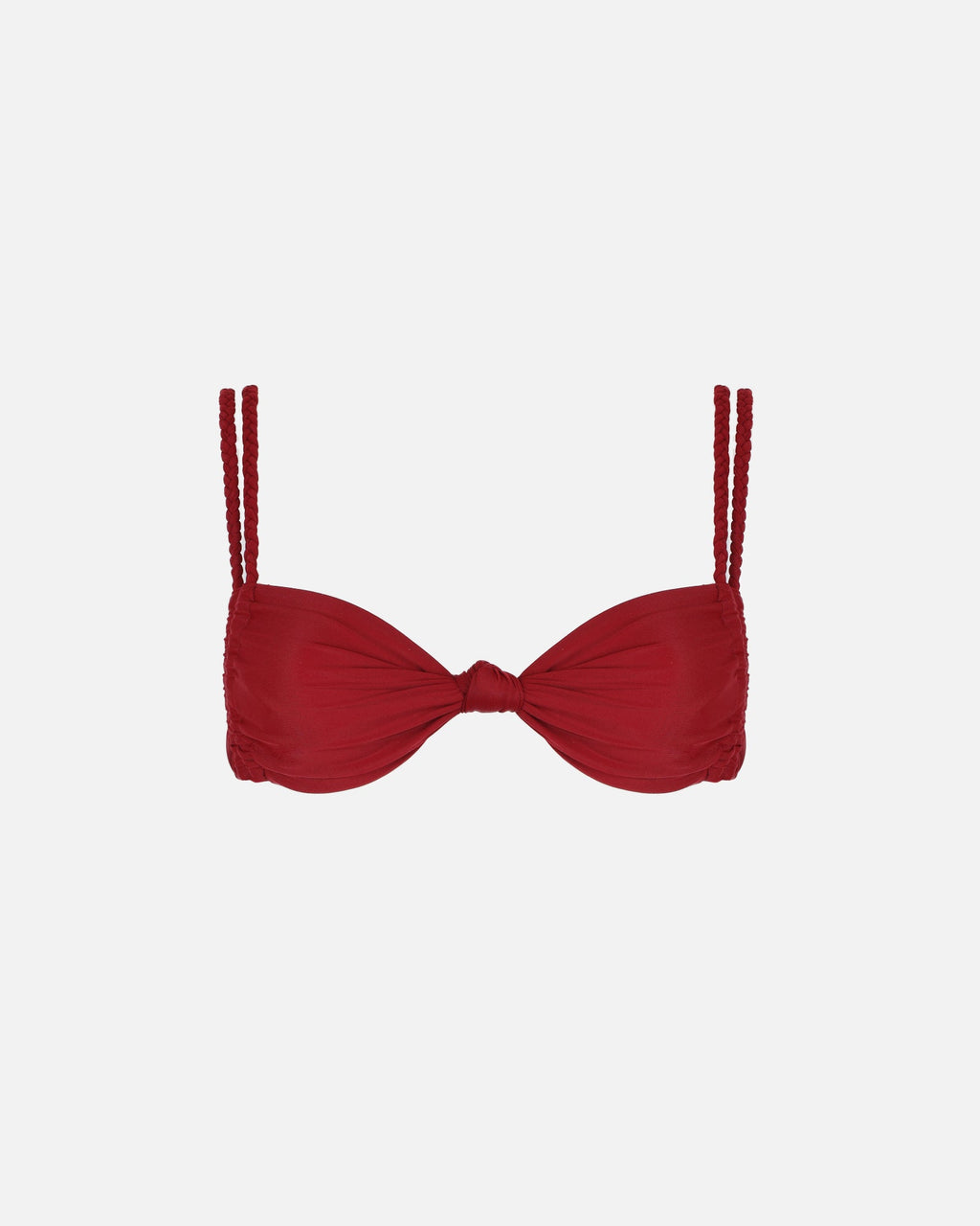 Vino Burgundy Braided Knot Detail Bikini Top