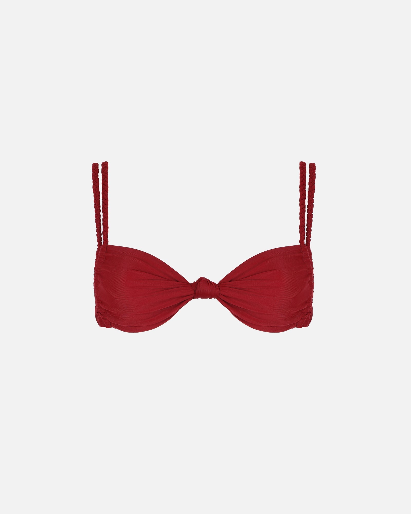Vino Burgundy Braided Knot Detail Bikini Top