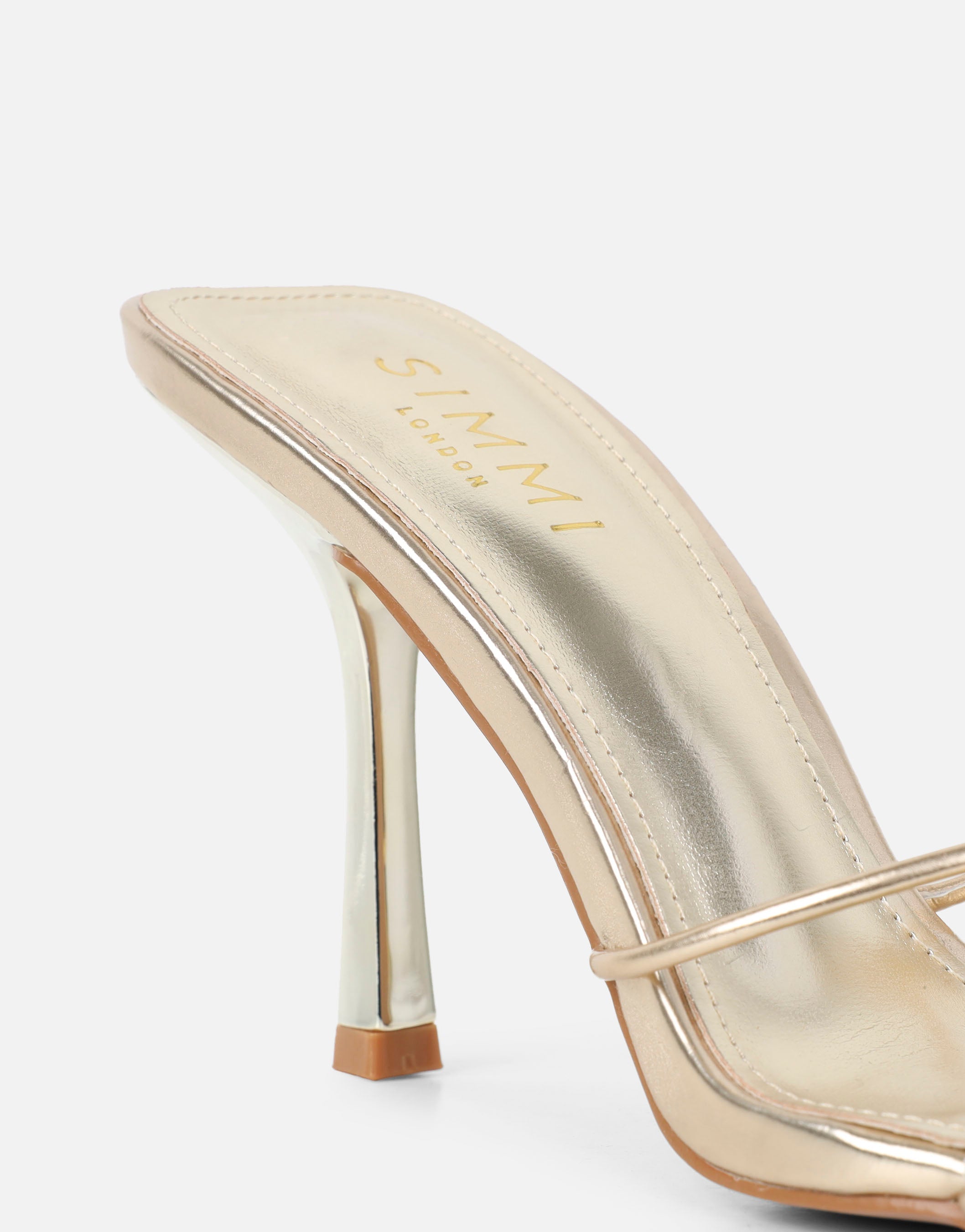 Mindy Gold Metalic Heeled Mules