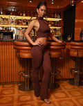 Cala Lurex Boucle Knit Sculpting Flared Bottoms in Brown