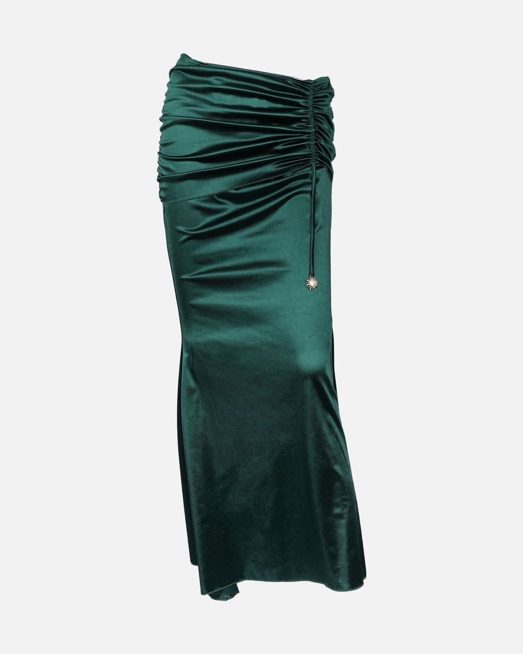 Palm Emerald Satin Sun Maxi Skirt