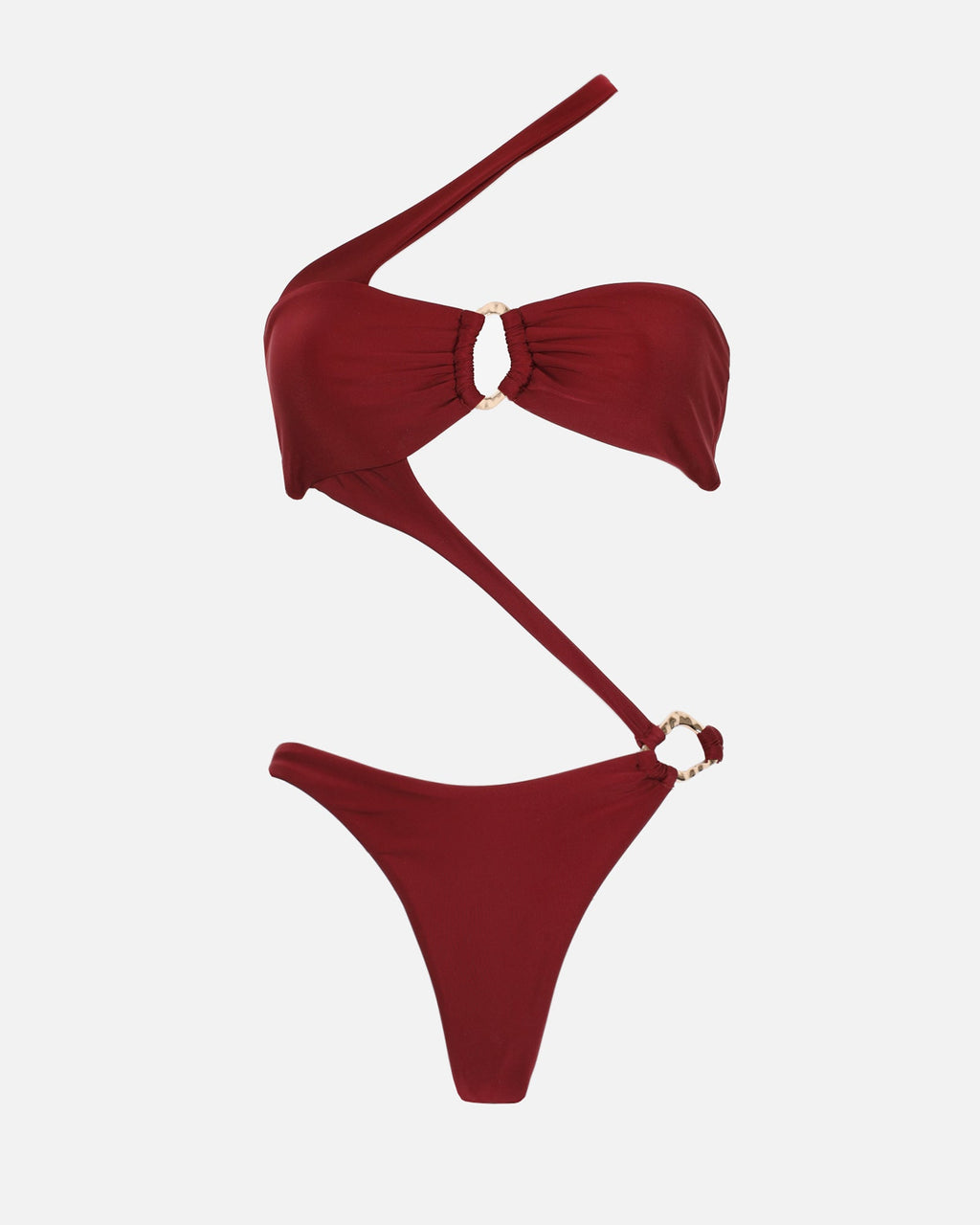 Rai Burgundy Cut Out Gold Hardwear Swimsuit