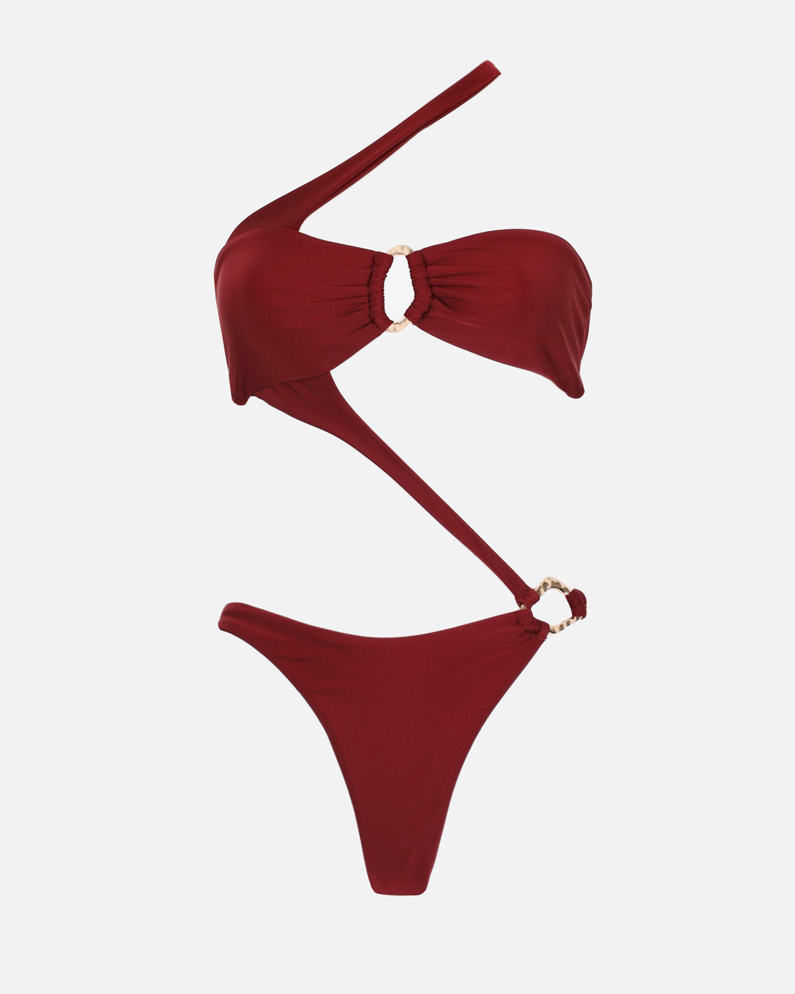 Rai Burgundy Cut Out Gold Hardwear Swimsuit