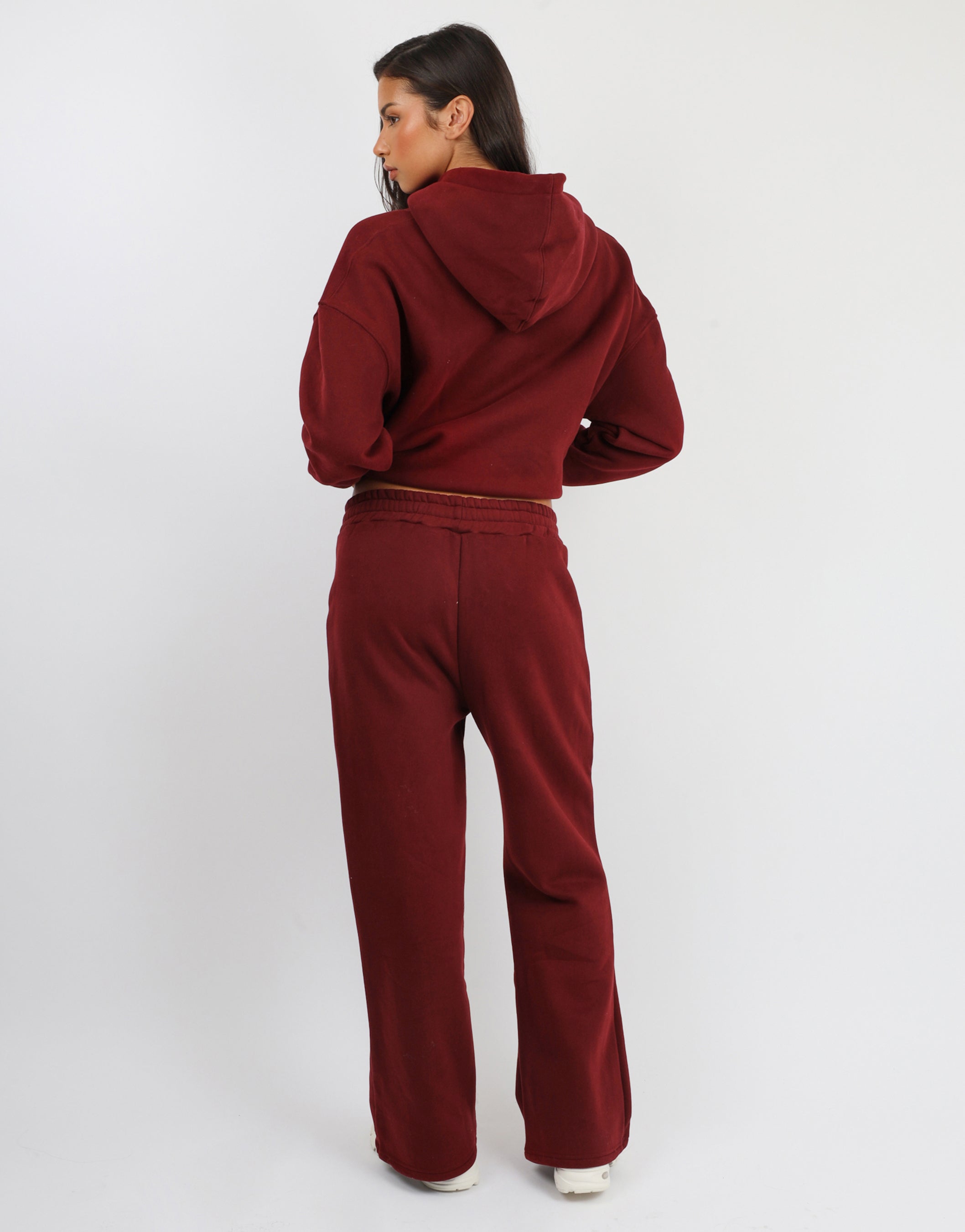 Maeve Simmi Studios Varsity Slogan Hoodie in Cranberry