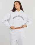 Maeve Simmi Studios Varsity Slogan Hoodie in Pebble Grey