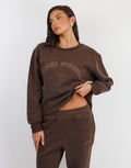 Ashby Simmi Studios Varsity Slogan Sweatshirt in Brown