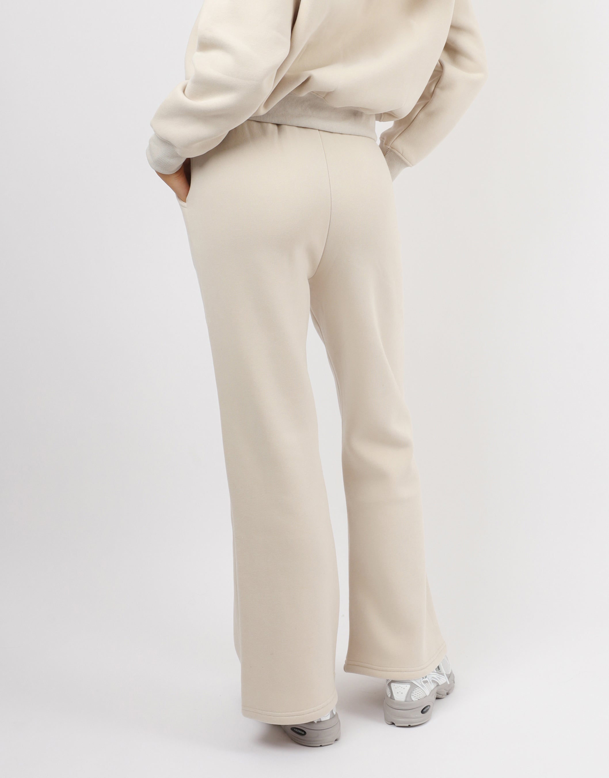 Maddie Simmi Studios Essentials Flared Joggers in Light Beige