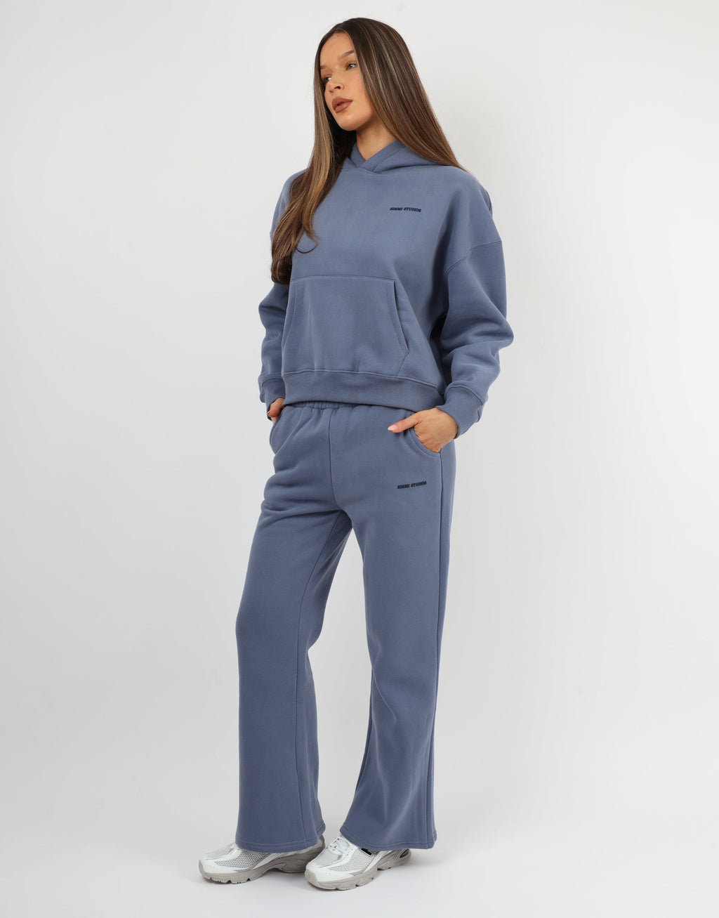 Maddie Simmi Studios Essentials Flared Joggers in Blue