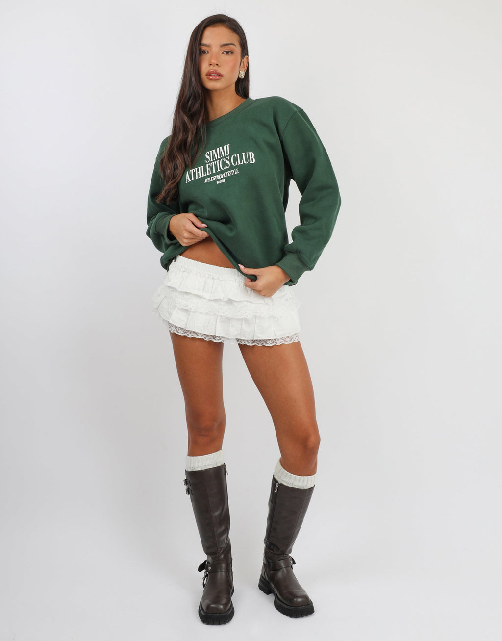 Ashby Simmi Studios Athletics Sweatshirt in Pine Green