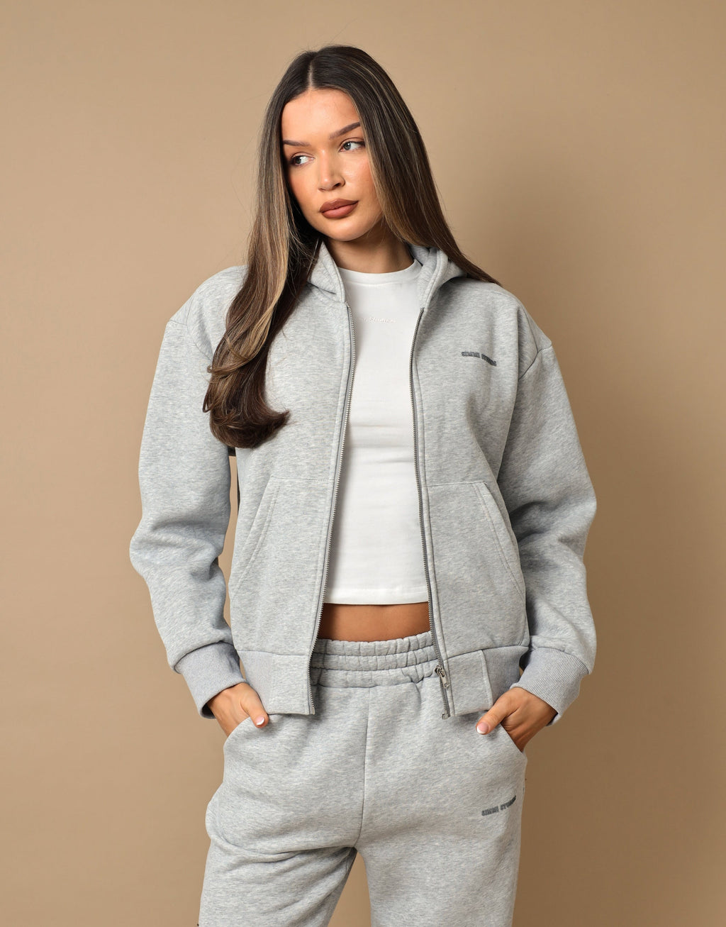 Nova Simmi Studios Essentials Zip Through Hoodie in Grey Marl