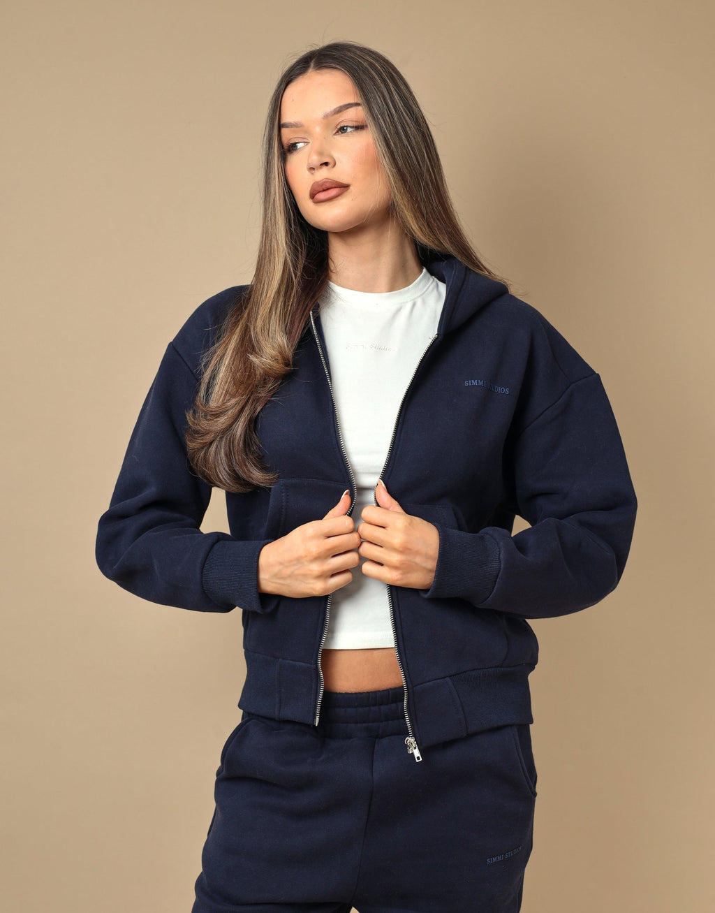 Nova Simmi Studios Essentials Zip Through Hoodie in Navy