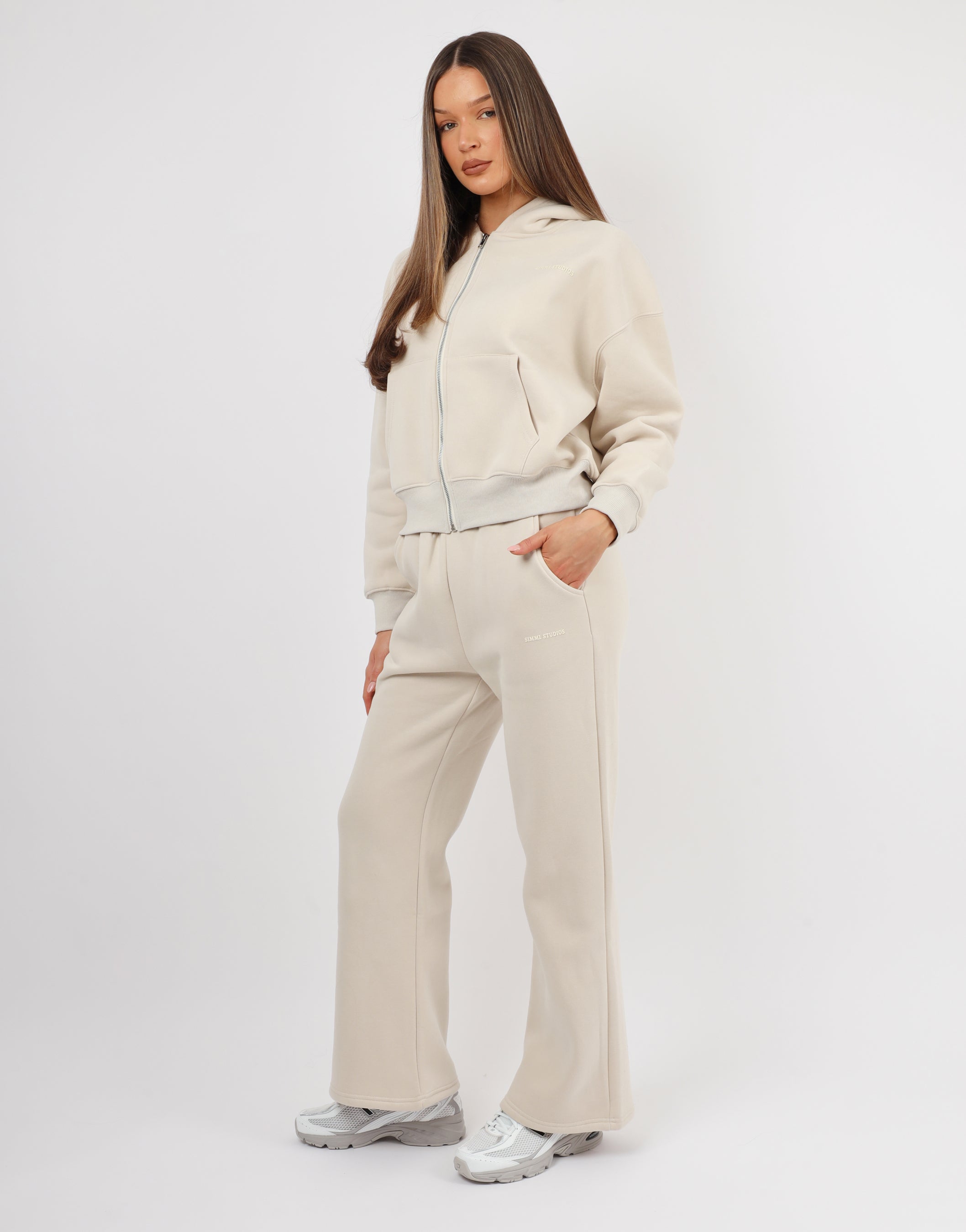 Maui Simmi Studios Essentials Zip Hoodie In Light Beige