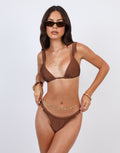 Riley Thick Strap Bikini Top In Brown