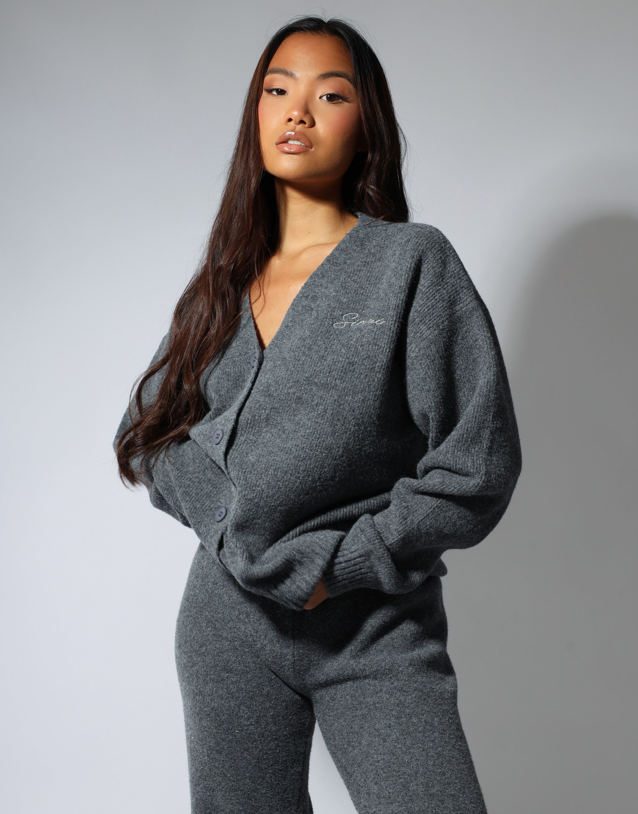 Alma Simmi studios soft touch cardigan in dark grey