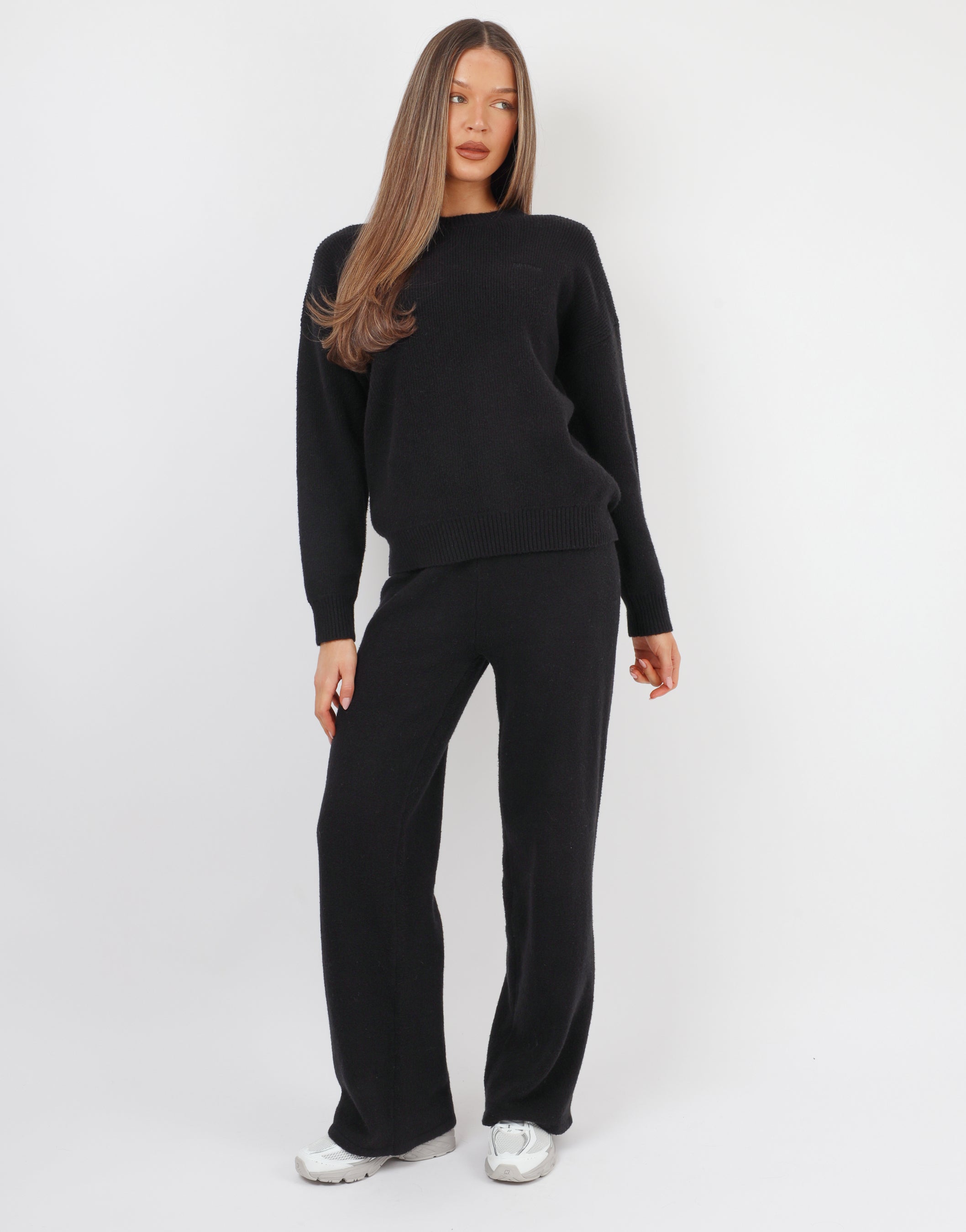 Eve simmi studios soft touch wide leg trousers in black