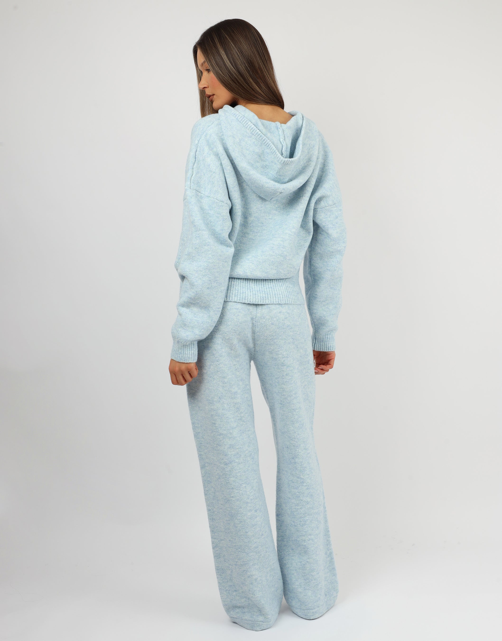 Romy Simmi Studios Chunky Knit Hoodie In Blue